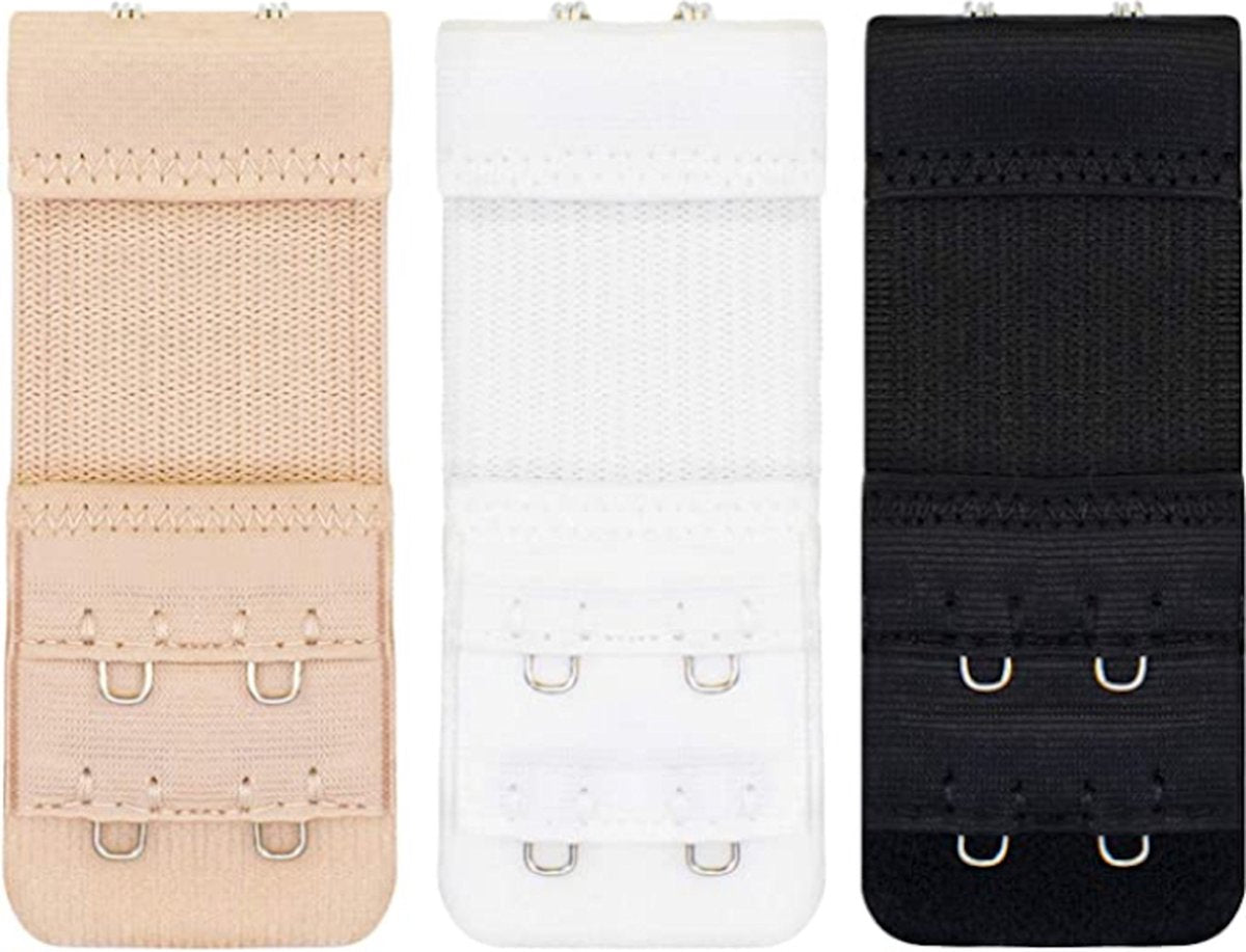 Bh-verlengstukken 2, 3 & 4 haaks - 15 stuks - Zwart, wit & beige