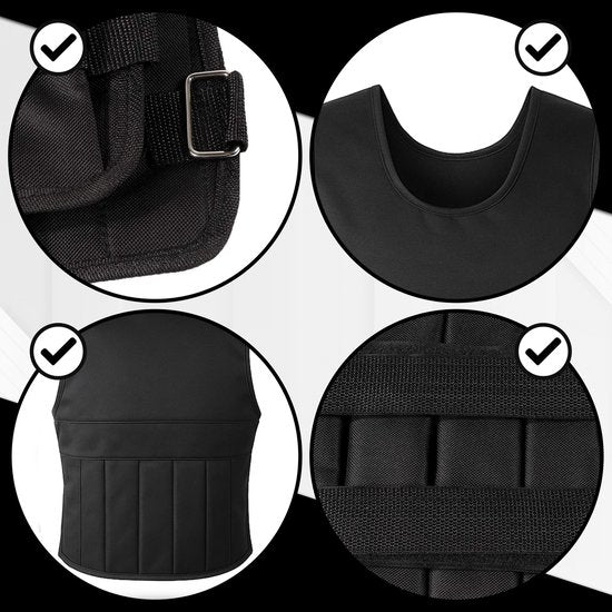 Fitby Verstelbaar Gewichtsvest 10KG - Weighted Vest - Gewichtsvesten - Gewichten - Krachtraining & Crossfit - Cardio - Geschikt vanaf maat L - Zwart