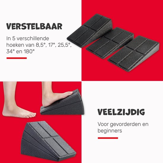 Slant Board - 3 Stuks - Squat blok - Anti slip - Stretch board - Inclinatiebord - Evenwichtsbord - Squatwig