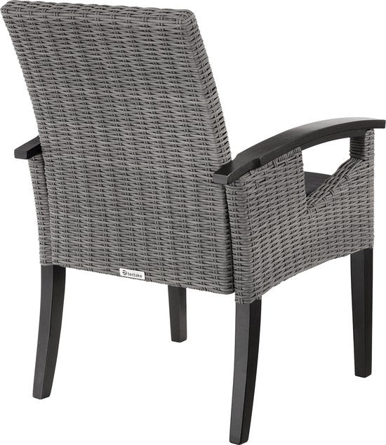 tectake® - Wicker stoel tuinstoel terrasstoel - Rosarno - grijs - 404806 - poly-rattan