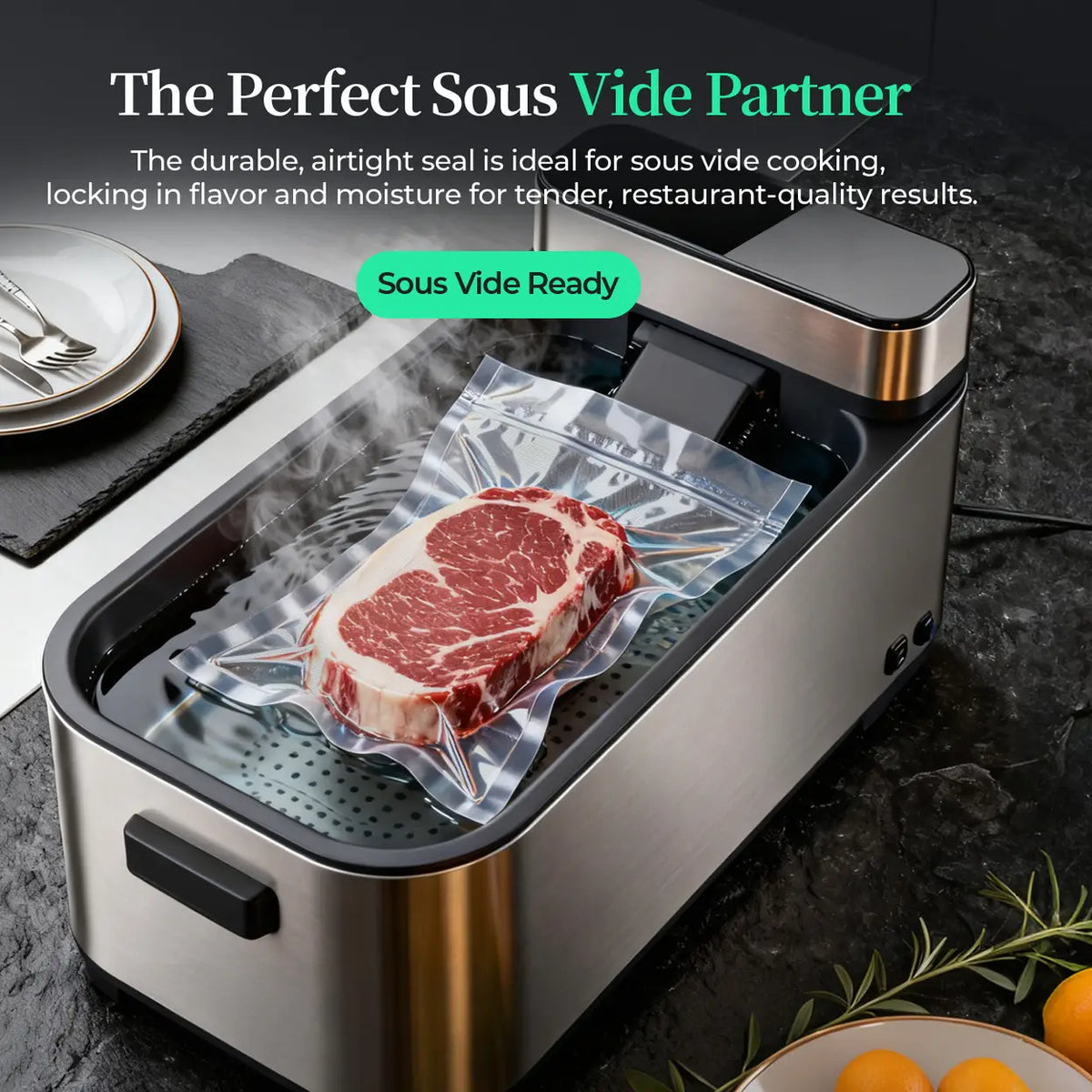 ATSHARK 5-In-1 Vacuum Sealer – High Pressure Touchscreen Design, Fast and Convenient, Includes 50 Vacuum Bags, Ideal for Home Food Preservation, White, VS6621