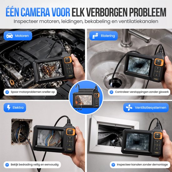 Strex Endoscoop met Scherm 15M - Inspectiecamera - Rioolcamera met HD Beeld - IP67 Waterdicht - Instelbare LED Verlichting
