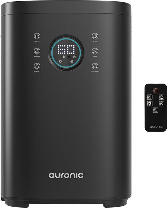Auronic Luchtbevochtiger - 4 l Capaciteit - Aromatherapie - Nachtmodus - BPA-vrij & Fluisterstil - 360 Graden Mondstuk - Kunststof - Zwart