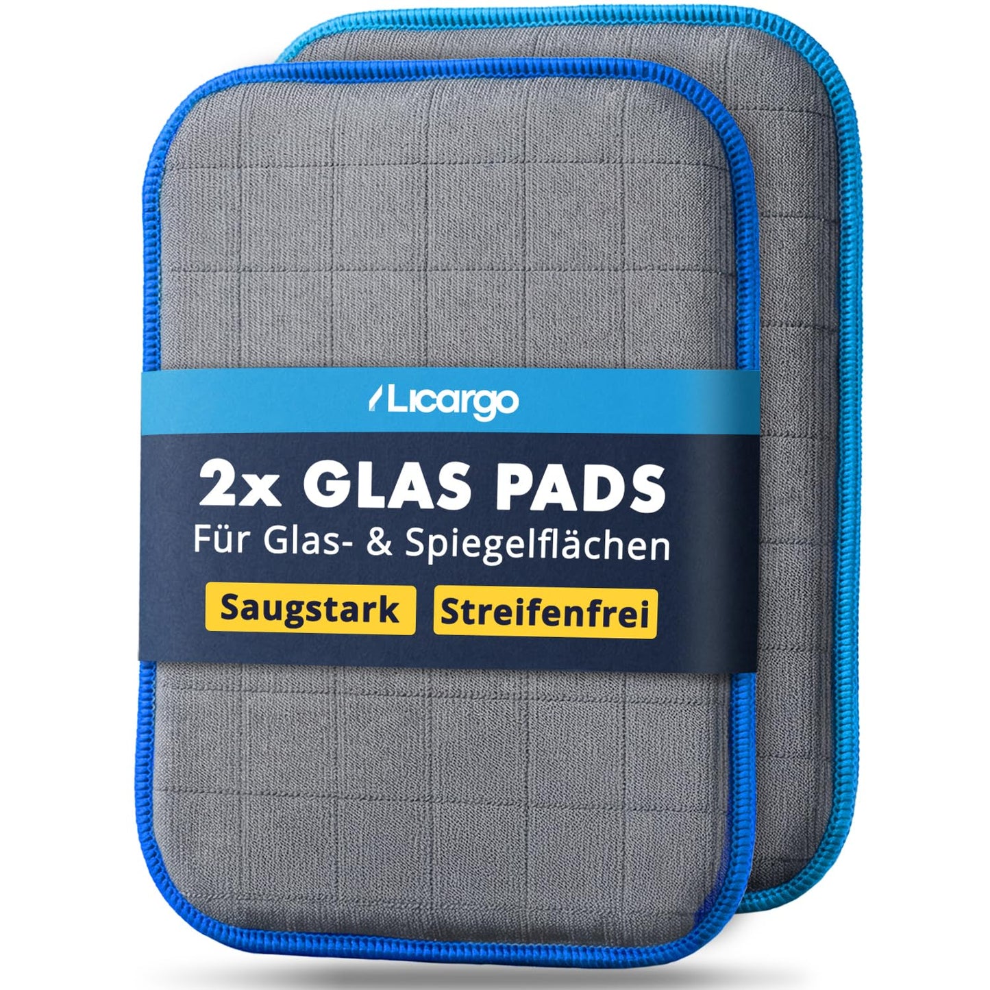 Licargo 2x glas reiniging pad - microvezel glasdoek 16 x 22 cm - streeploos voor autoruiten en spiegels