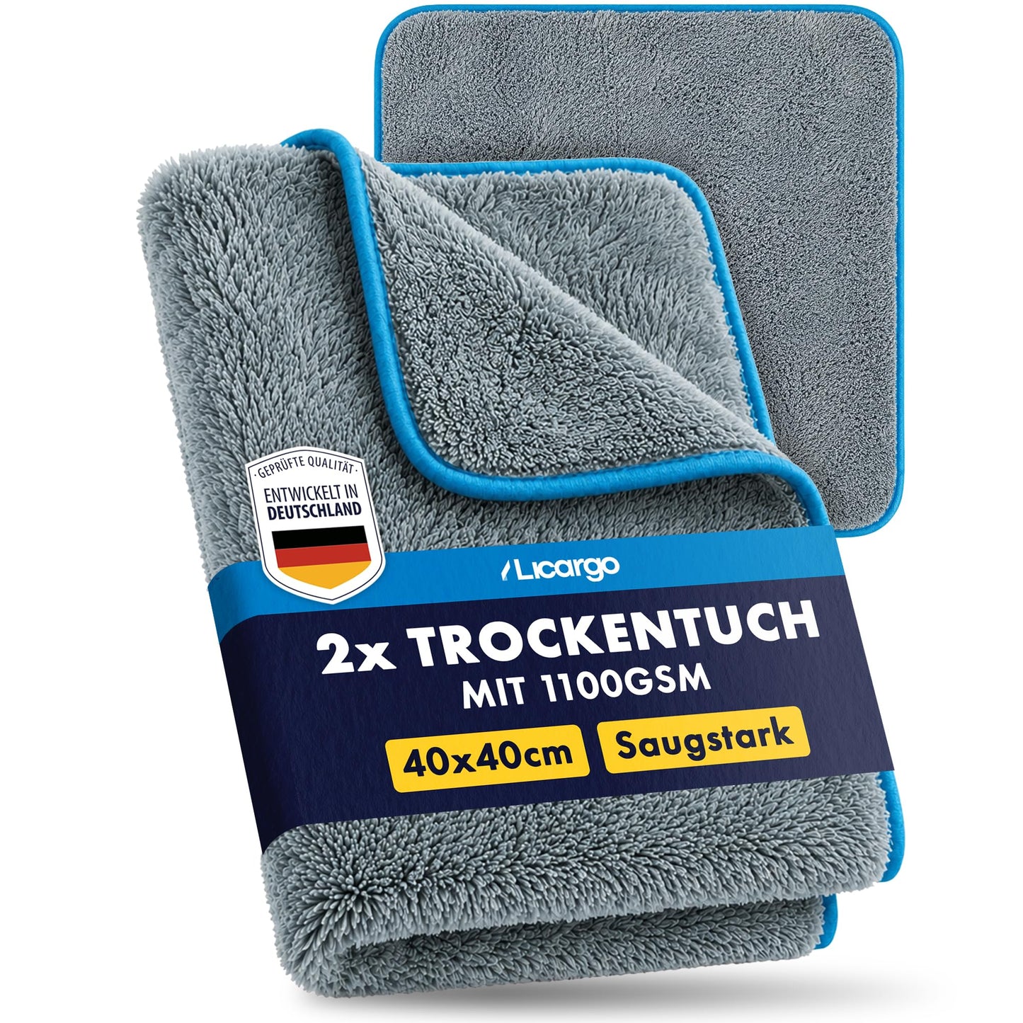 Licargo microvezeldoeken voor auto set van 2 - 1100 GSM - 40 x 40 cm - pluisvrij en lakvriendelijk
