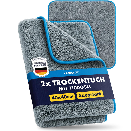Licargo microvezeldoeken voor auto set van 2 - 1100 GSM - 40 x 40 cm - pluisvrij en lakvriendelijk