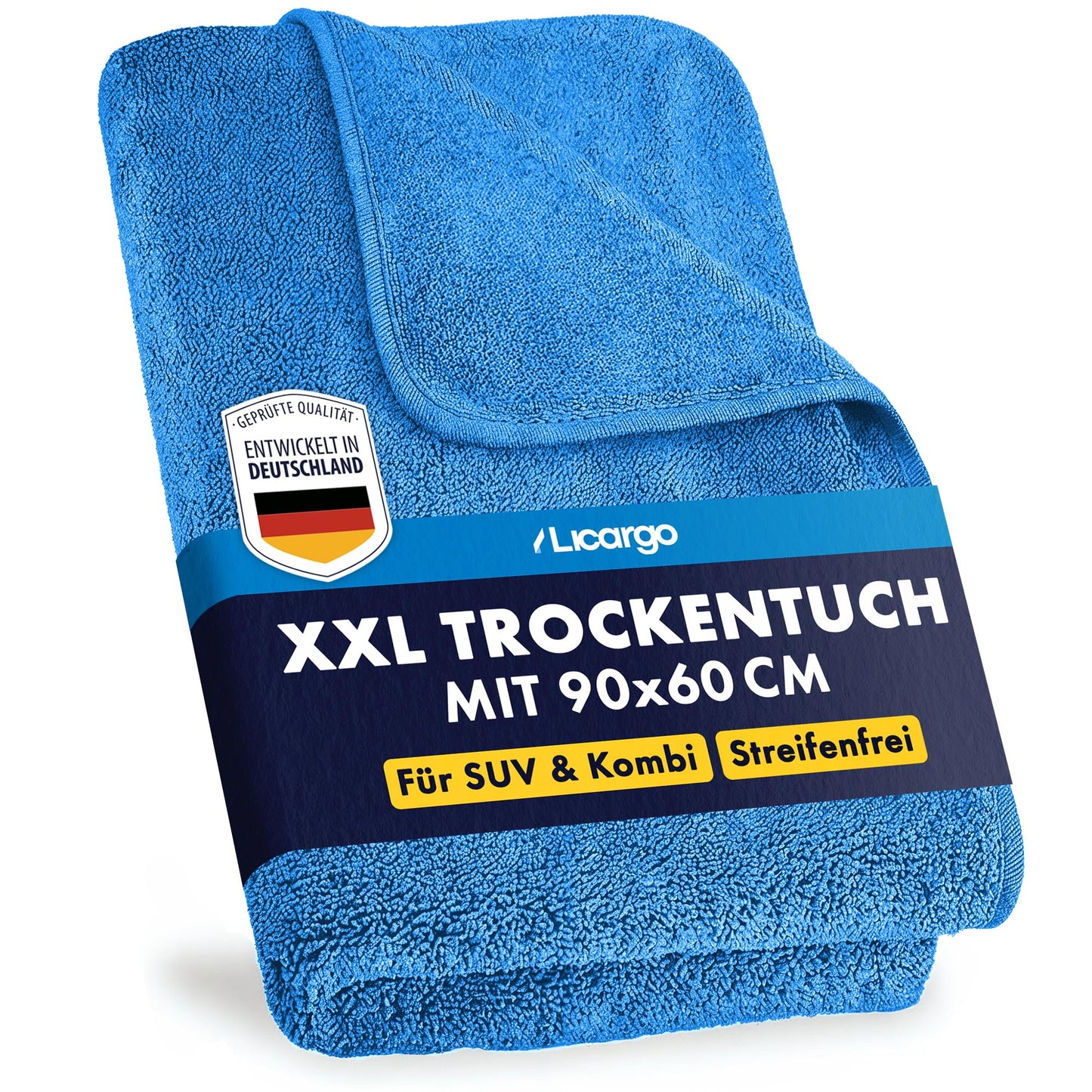 LICARGO Auto droogdoek XXL - microvezel droogdoek - 90 x 60 cm - 550 GSM - blauw