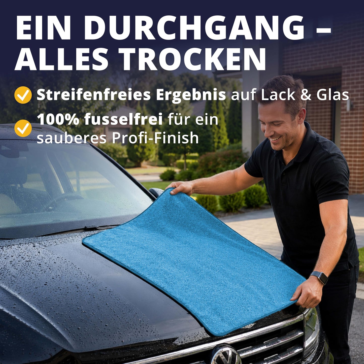 LICARGO Auto droogdoek XXL - microvezel droogdoek - 90 x 60 cm - 550 GSM - blauw