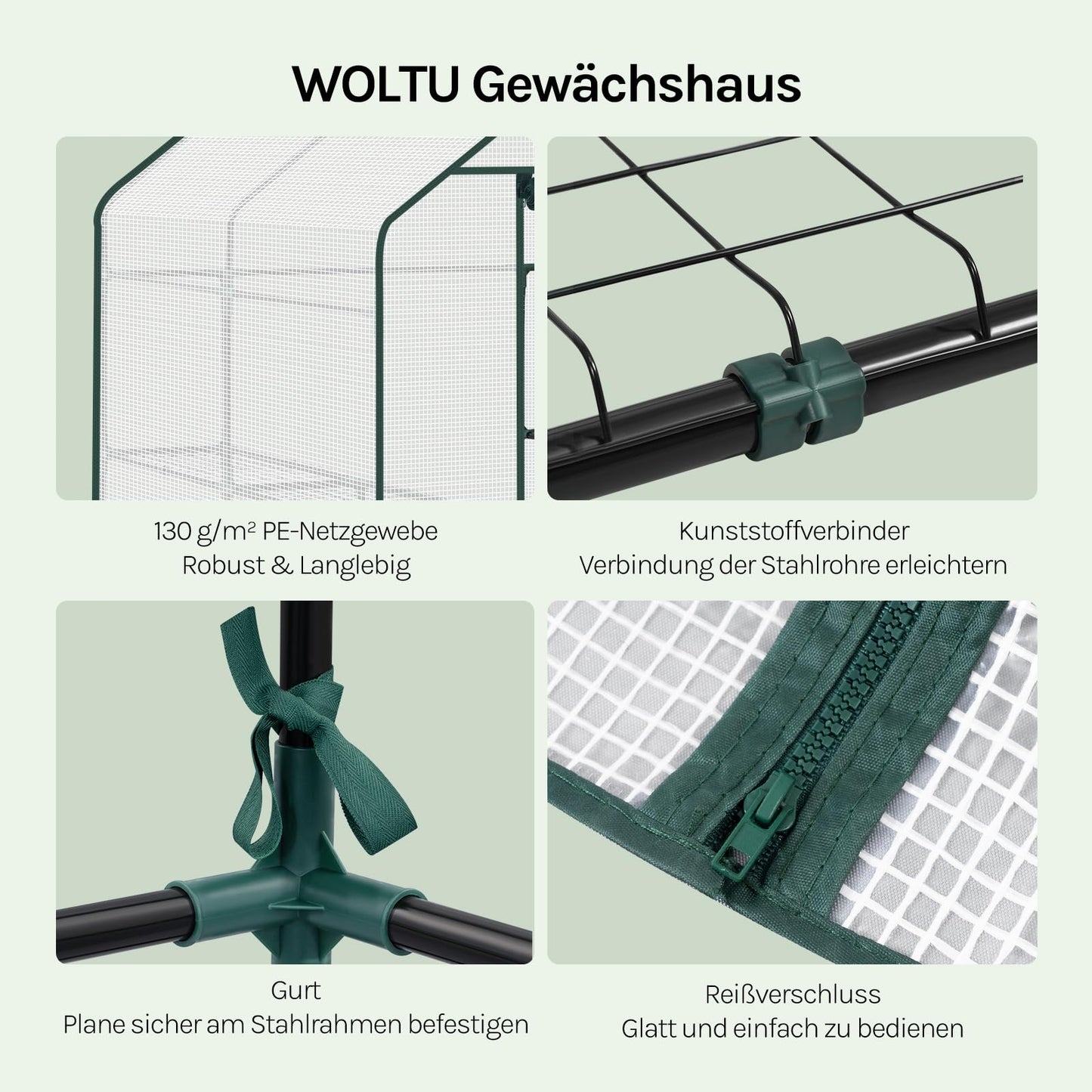WOLTU tomatenkas - foliekas met 3 schappen - wit - 143 x 143 x 195 cm