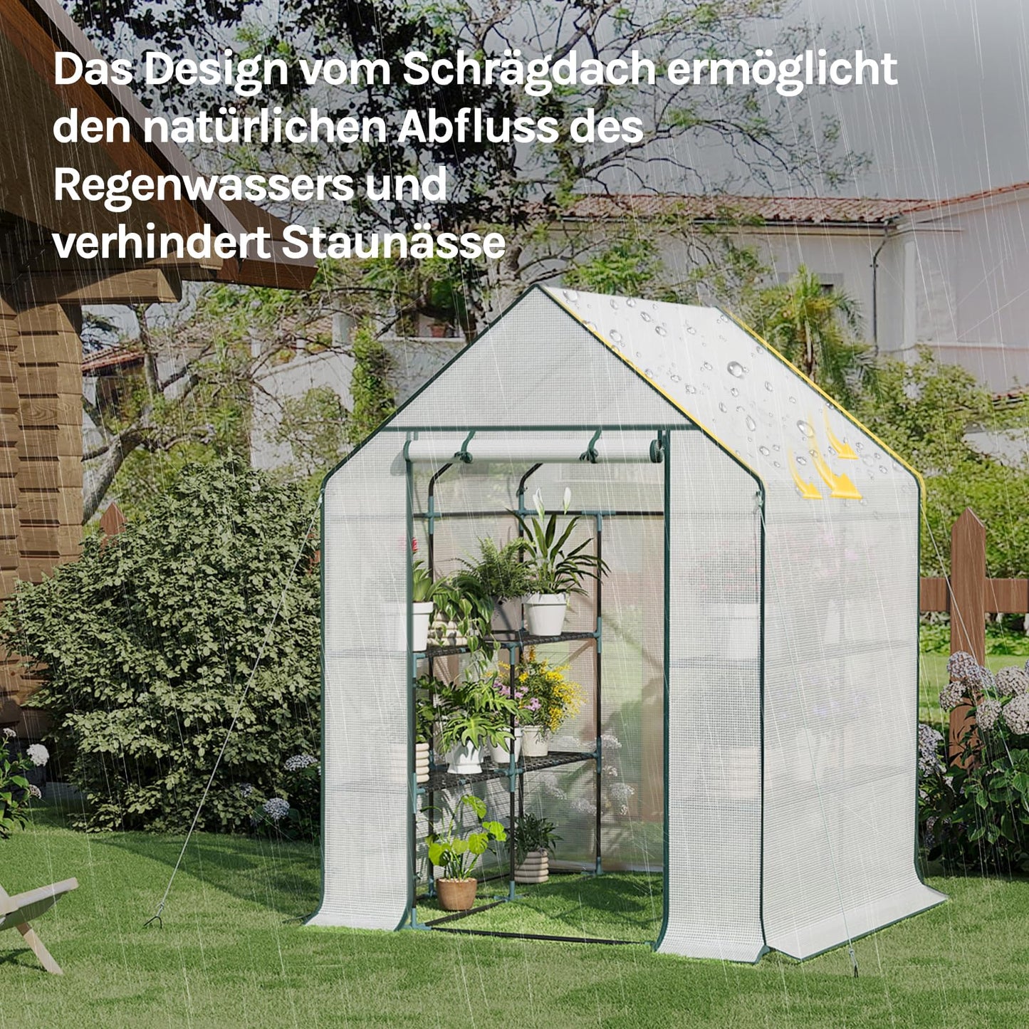 WOLTU tomatenkas - foliekas met 3 schappen - wit - 143 x 143 x 195 cm