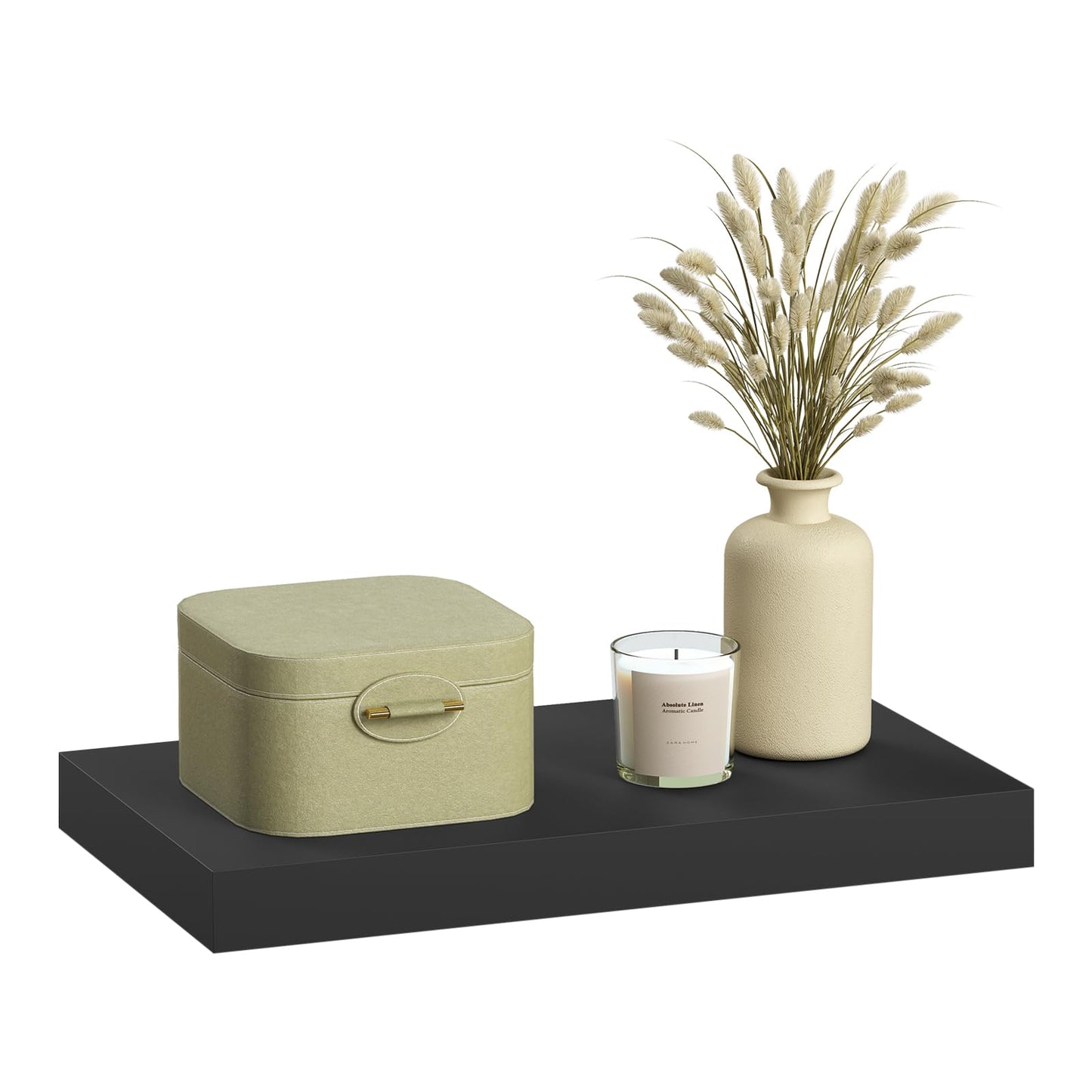 eSituro SWS0260 zwevende wandplank - wandrek - zwart mat MDF - 40 x 23 x 3,8 cm - draagkracht 10 kg