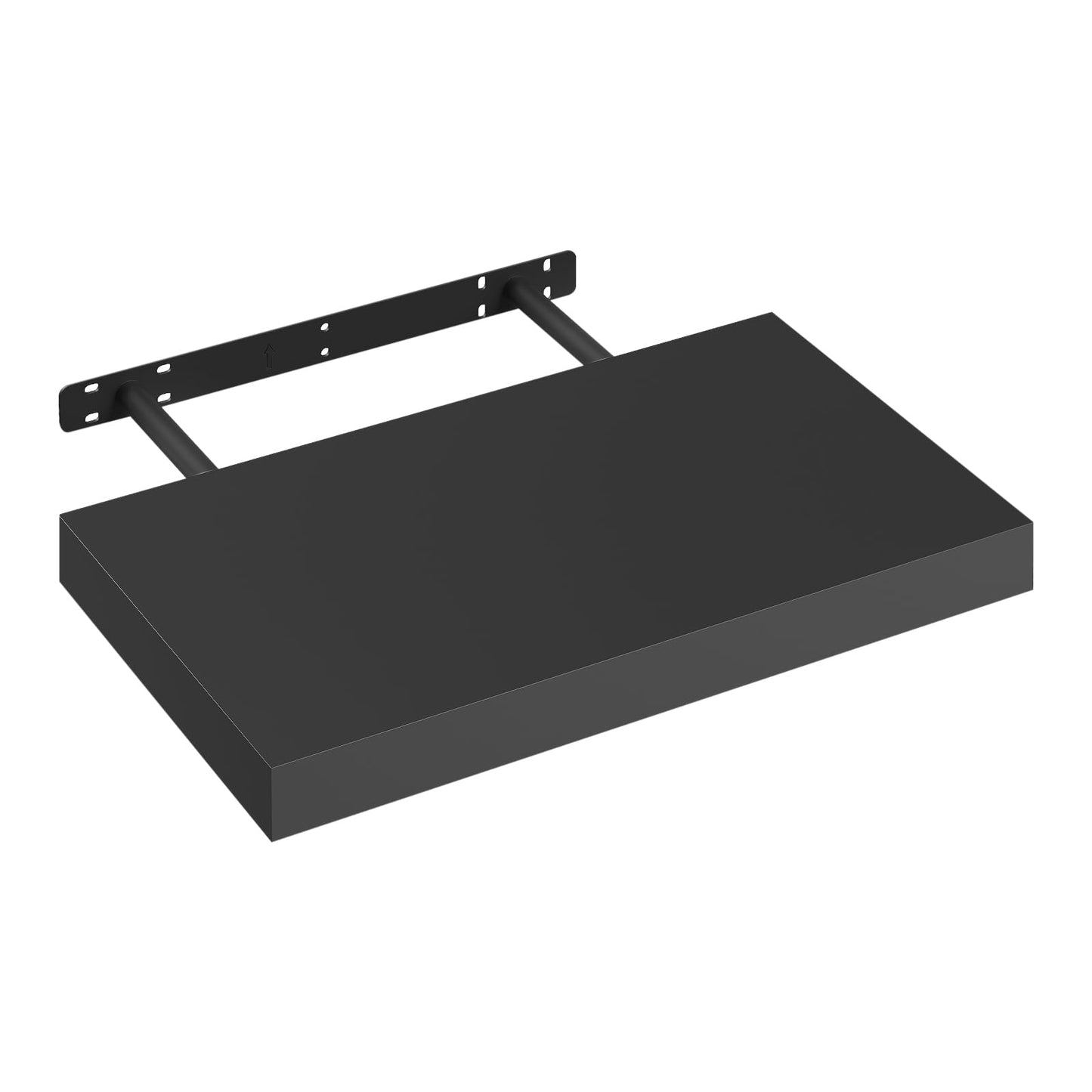 eSituro SWS0260 zwevende wandplank - wandrek - zwart mat MDF - 40 x 23 x 3,8 cm - draagkracht 10 kg