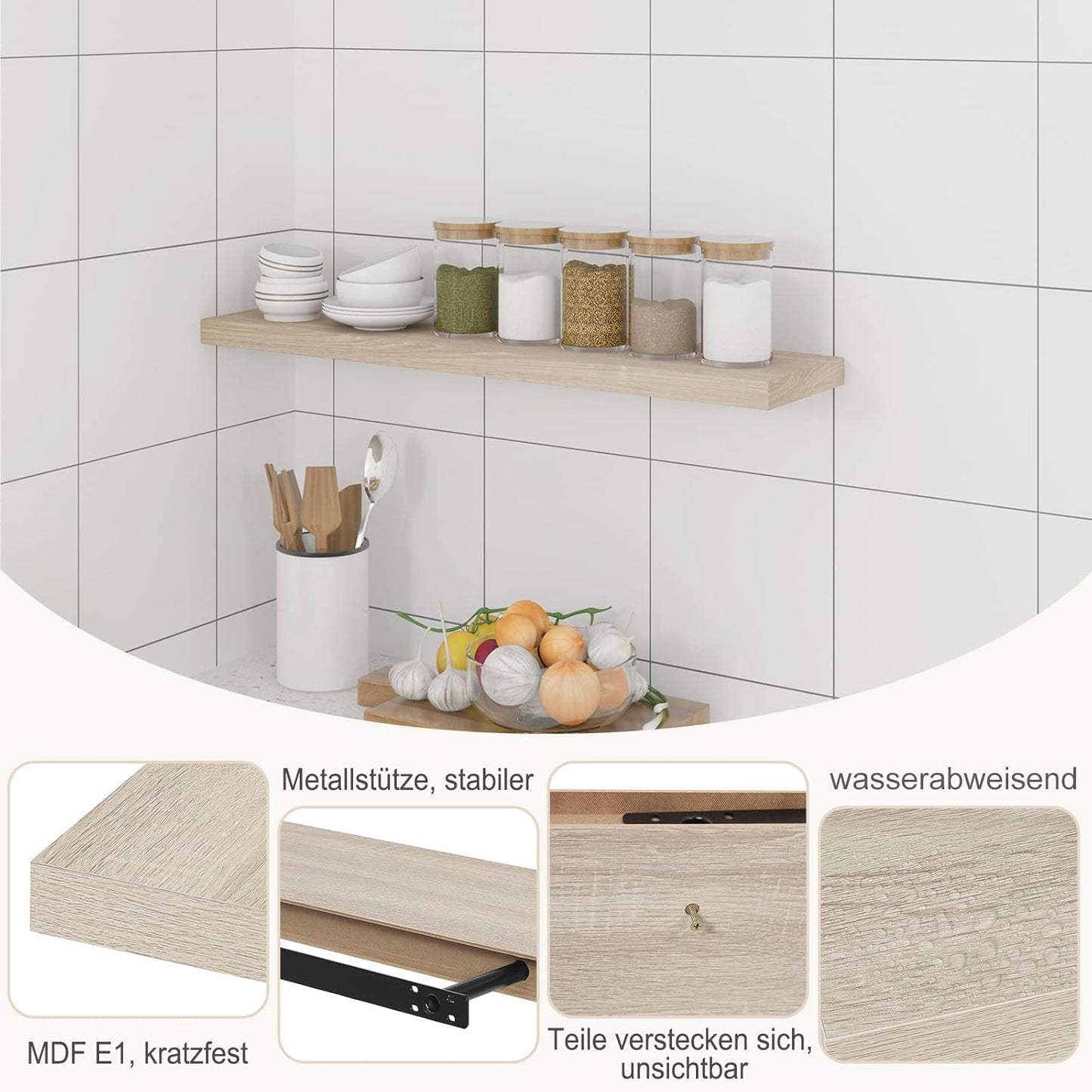 EUGAD 0046QJ Wandplank zwevende wandplank - 80 cm - Sonoma eiken - MDF - max 10 kg