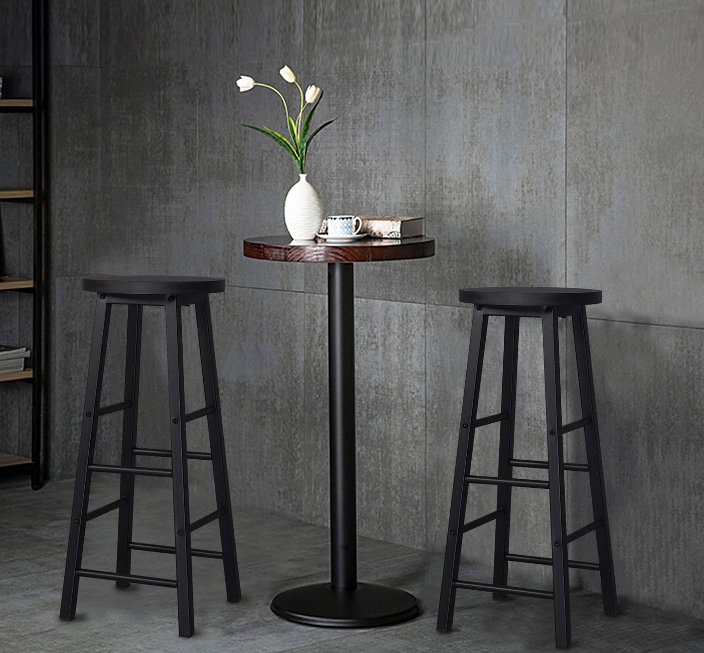 WOLTU BH130sz-2 - Set van 2 barkrukken - Zwart - 71 cm zithoogte met voetsteun