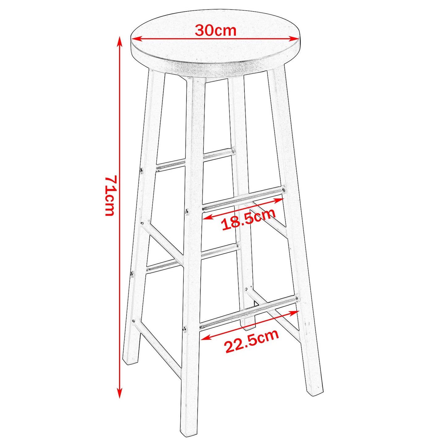WOLTU BH130sz-2 - Set van 2 barkrukken - Zwart - 71 cm zithoogte met voetsteun