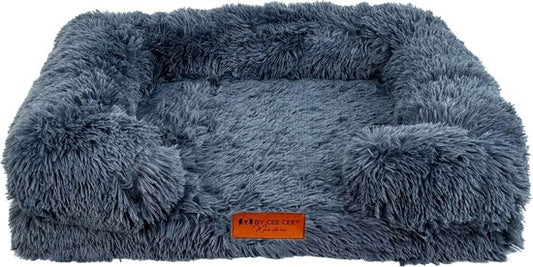 By Cee Cee Orthopedische Hondenmand – Orthopedisch Hondenkussen – Royal Collection Hondenbed – Fluffy - Donkergrijs - M - 80x55x17