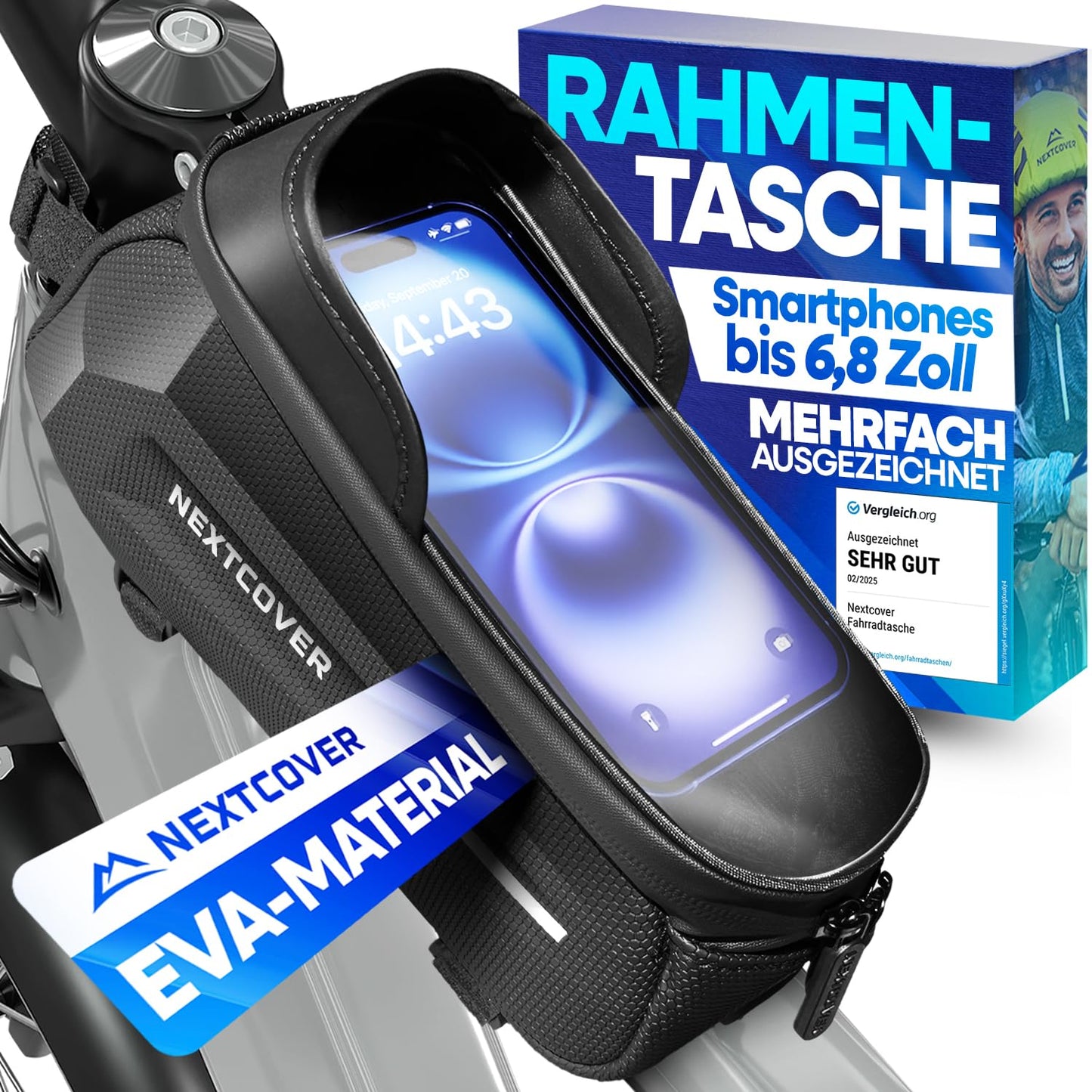 Nextcover® frame tas fiets - Telefoonvak met touchscreen - Waterdicht