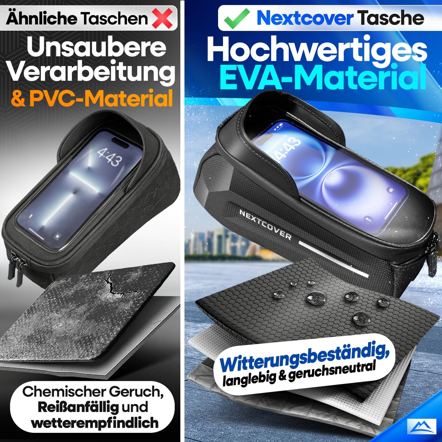 Nextcover® frame tas fiets - Telefoonvak met touchscreen - Waterdicht