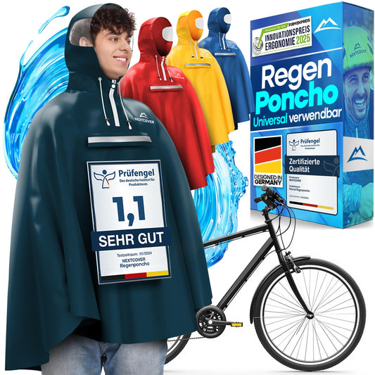 Nextcover Regenponcho AquaShield 2.0 - waterdicht - unisex - voor fietsen en wandelen