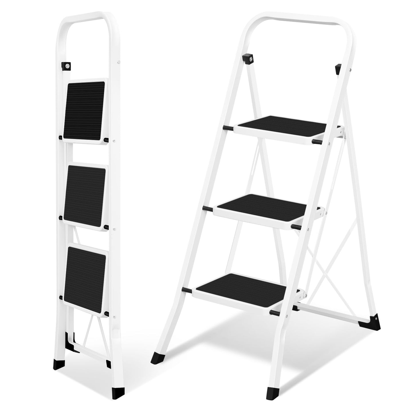 Eugad Huishoudtrap - 3 Tredes - Max. 150kg - 46 x 65 x 104 cm - Zwart / Wit