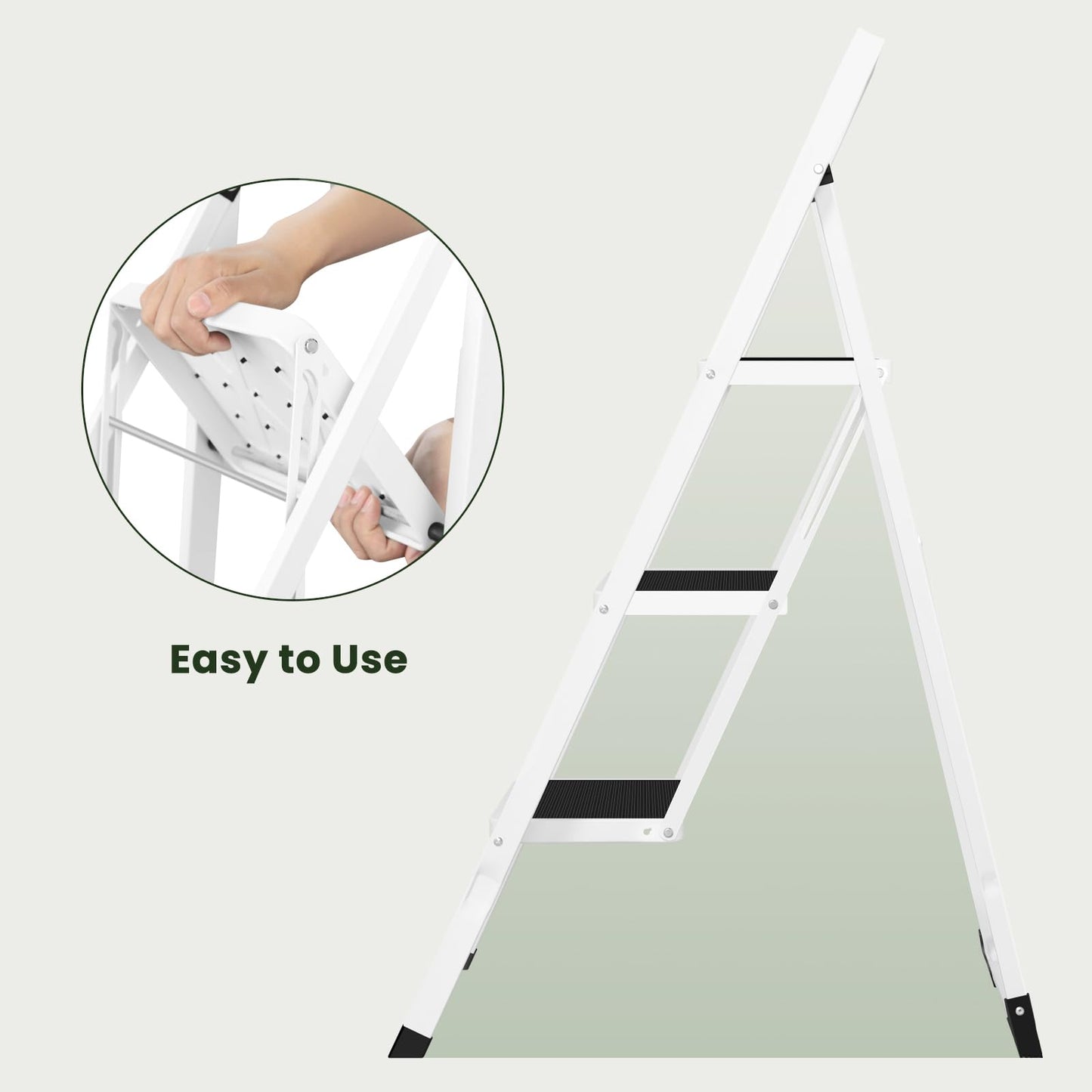 Eugad Huishoudtrap - 3 Tredes - Max. 150kg - 46 x 65 x 104 cm - Zwart / Wit