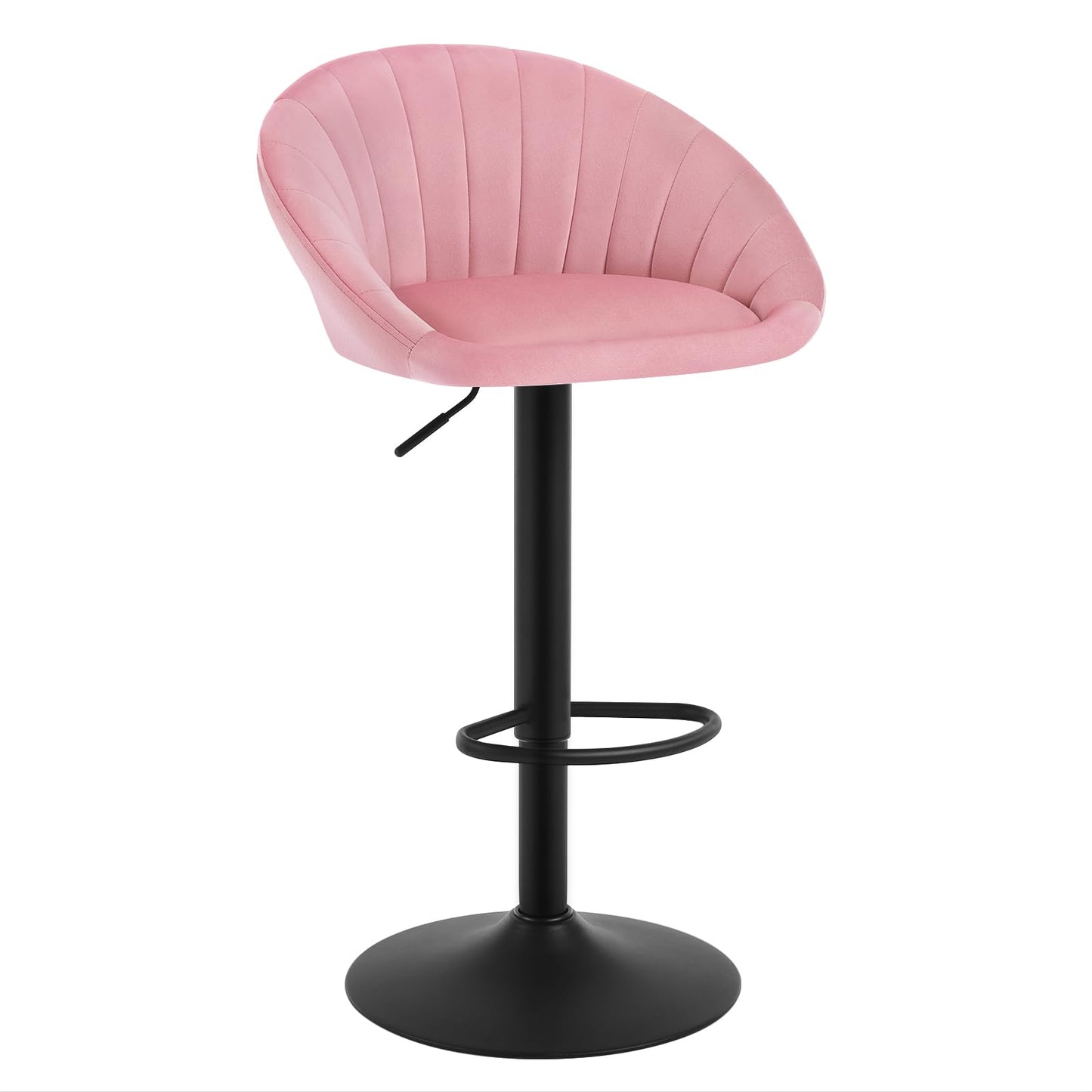 WOLTU BH428rs-1 barkruk - hoogte verstelbaar en draaibaar - velvet roze - met rugleuning - max 150 kg