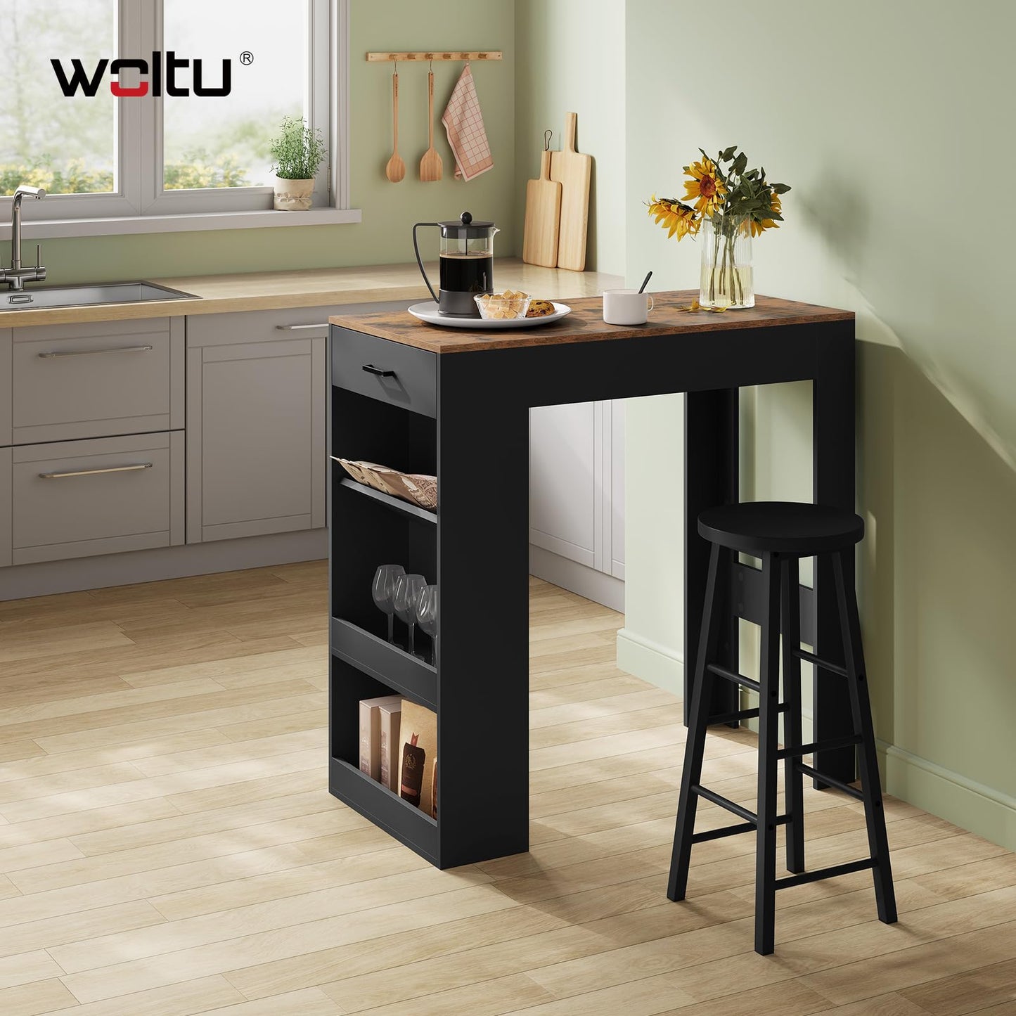 WOLTU boekenkast - staande kubus vakkenkast - 6 vakken - rustiek bruin - 60 x 89 x 29 cm