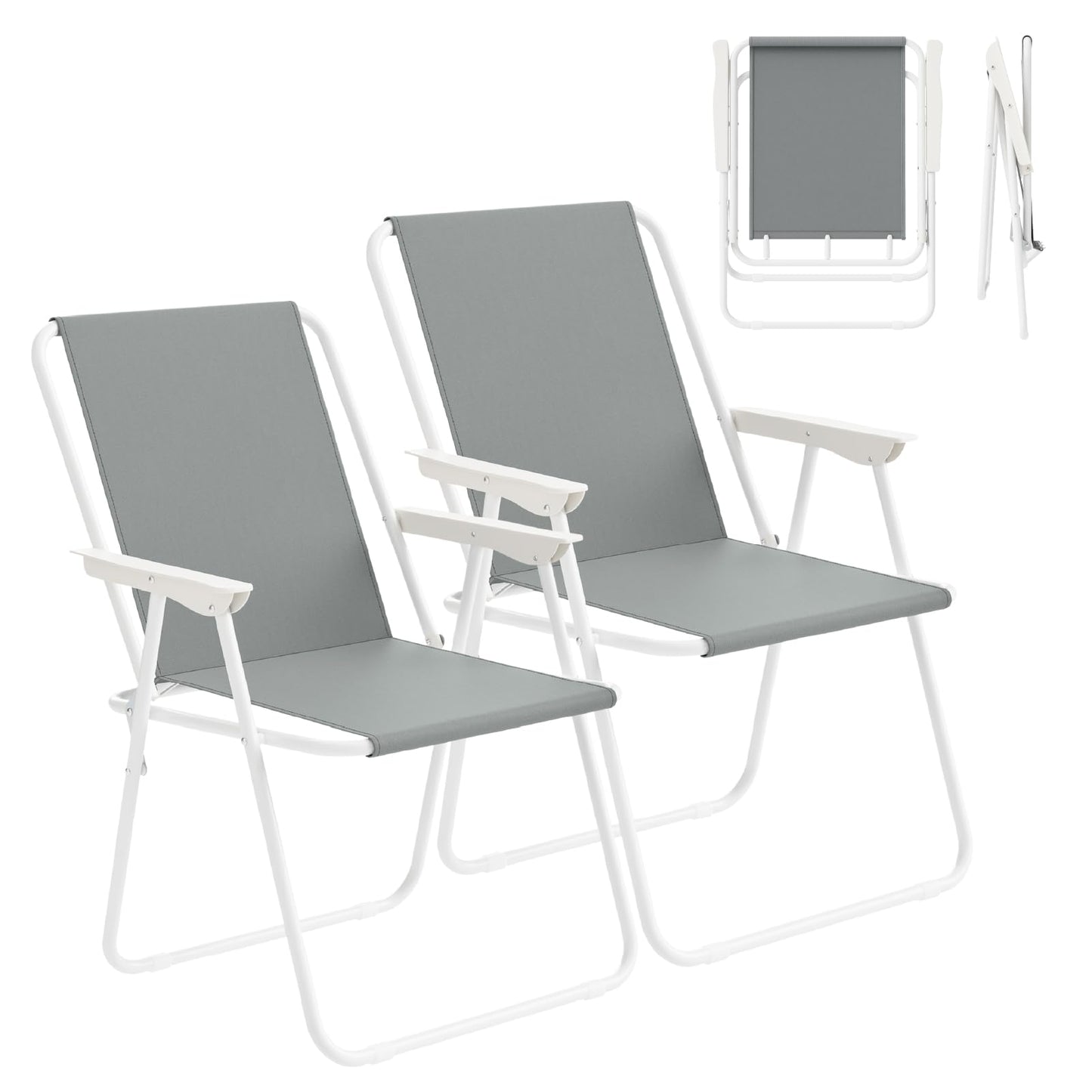 WOLTU campingstoel set van 2 - inklapbare lichtgewicht vouwstoelen - 600D Oxford - zwart en donkergrijs - max 100 kg