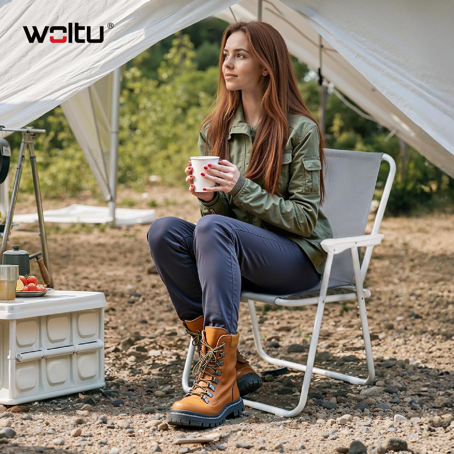 WOLTU campingstoel set van 2 - inklapbare lichtgewicht vouwstoelen - 600D Oxford - zwart en donkergrijs - max 100 kg