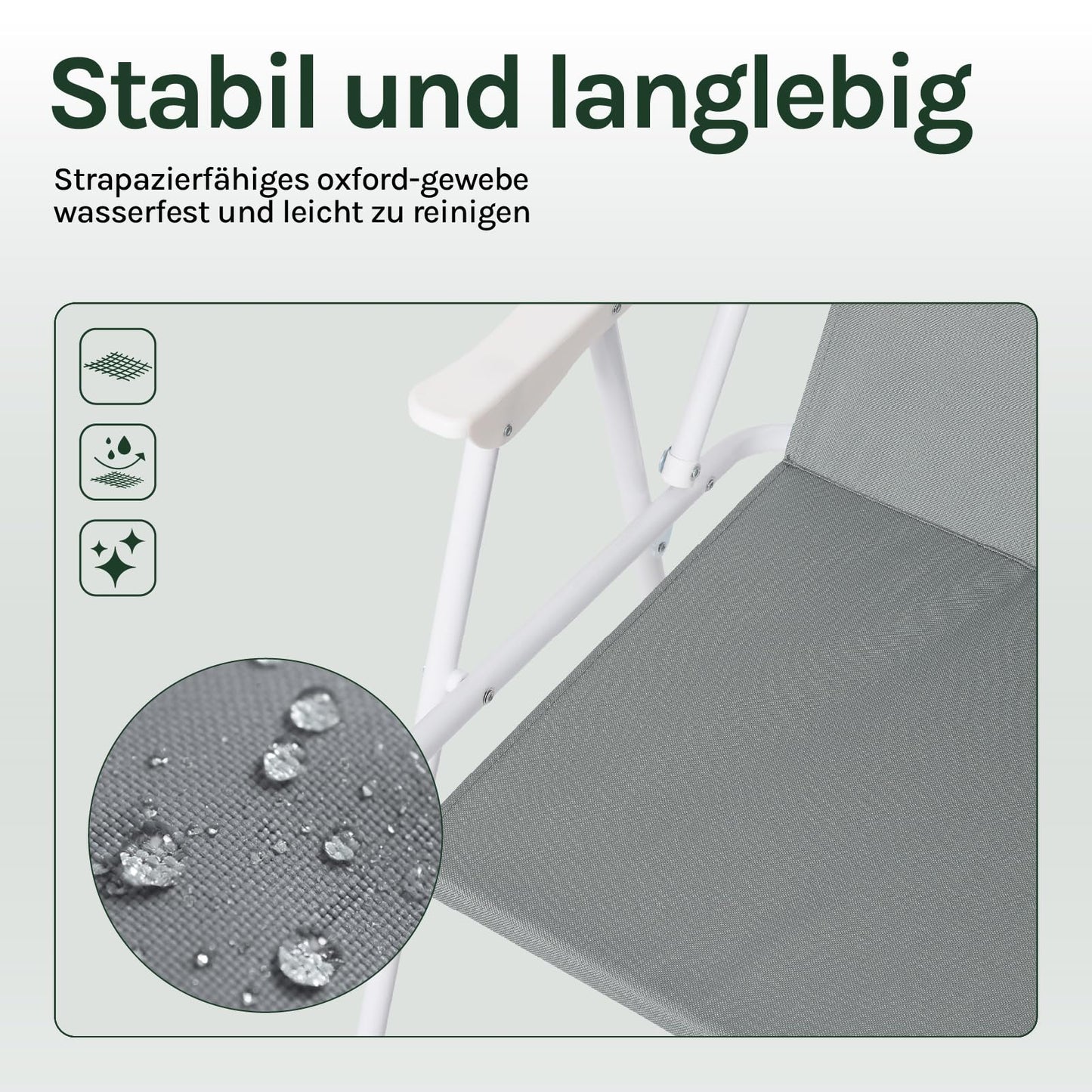 WOLTU campingstoel set van 2 - inklapbare lichtgewicht vouwstoelen - 600D Oxford - zwart en donkergrijs - max 100 kg