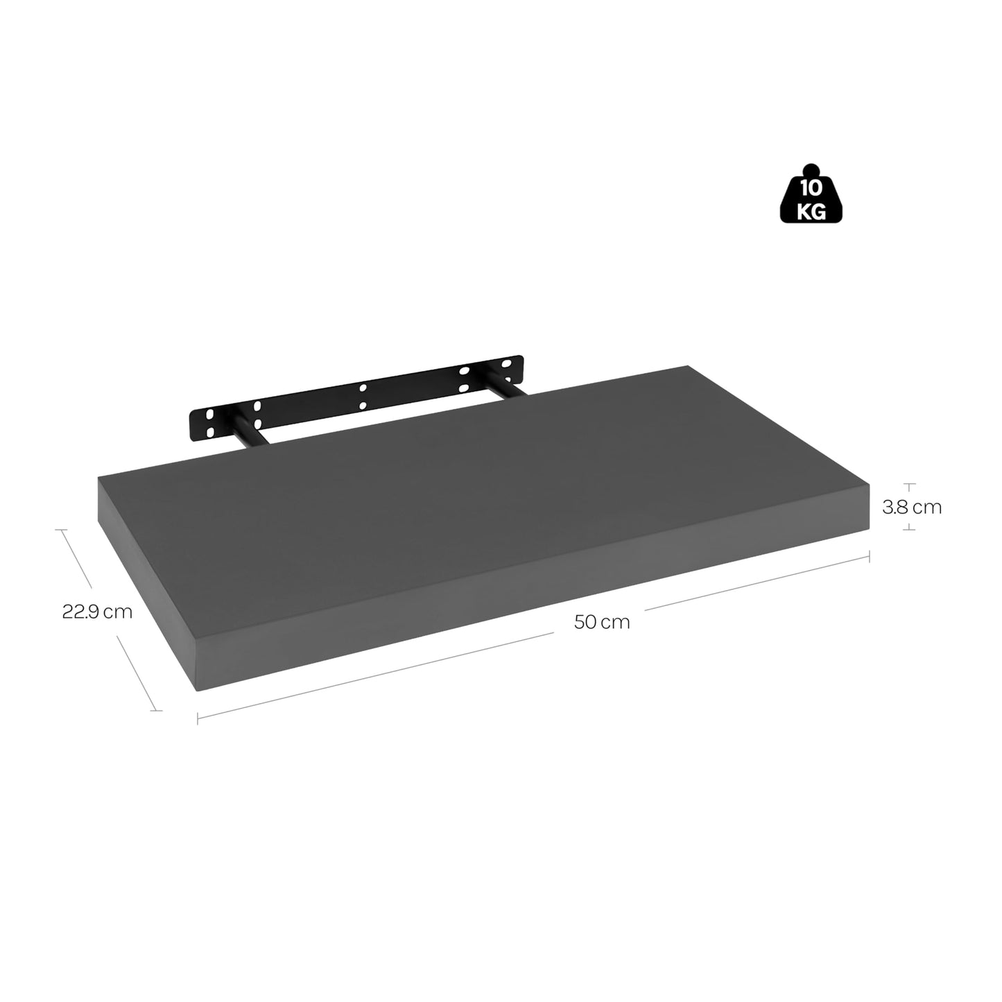 WOLTU RG9368dgr - Zwevende wandplank - MDF met PVC fineer - Donkergrijs - 50 x 23 x 3,8 cm