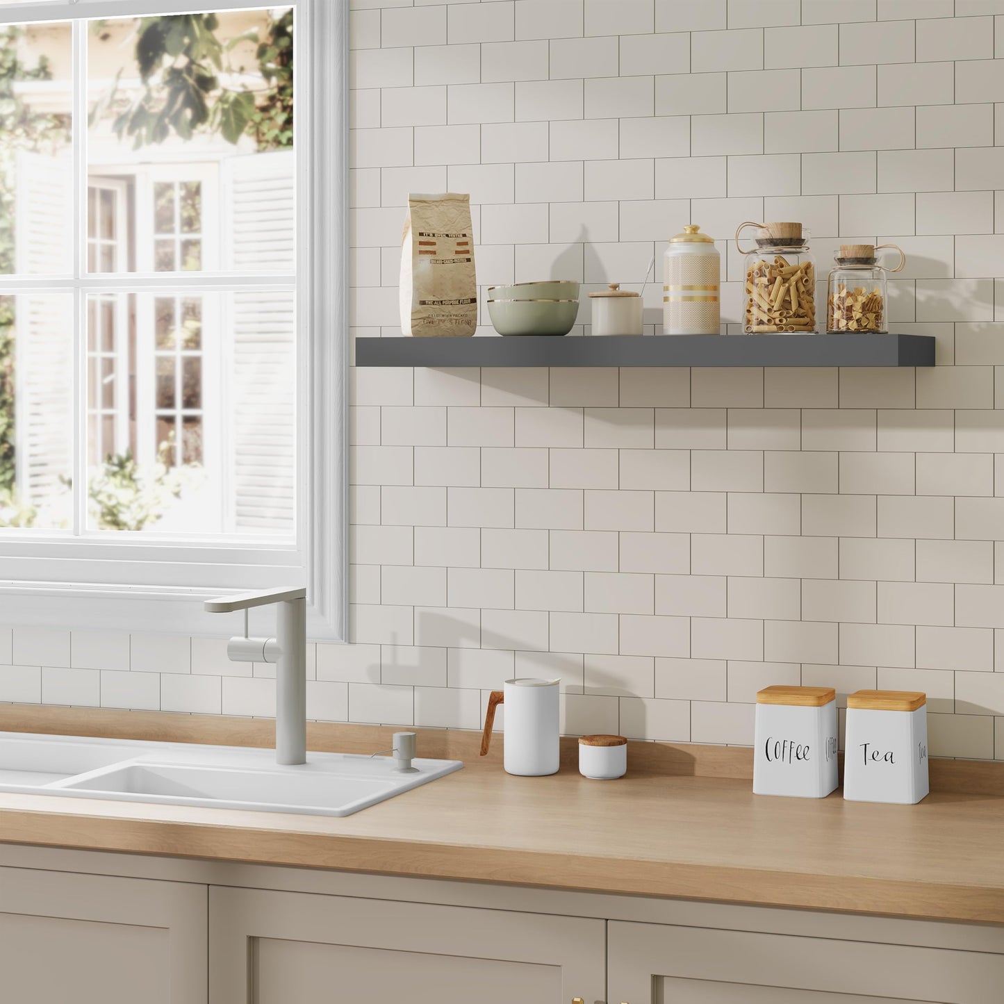 Woltu Wandplank - 30 x 22,9 x 3,8 cm - MDF - 1 Niveau - 10 kg - Grijs
