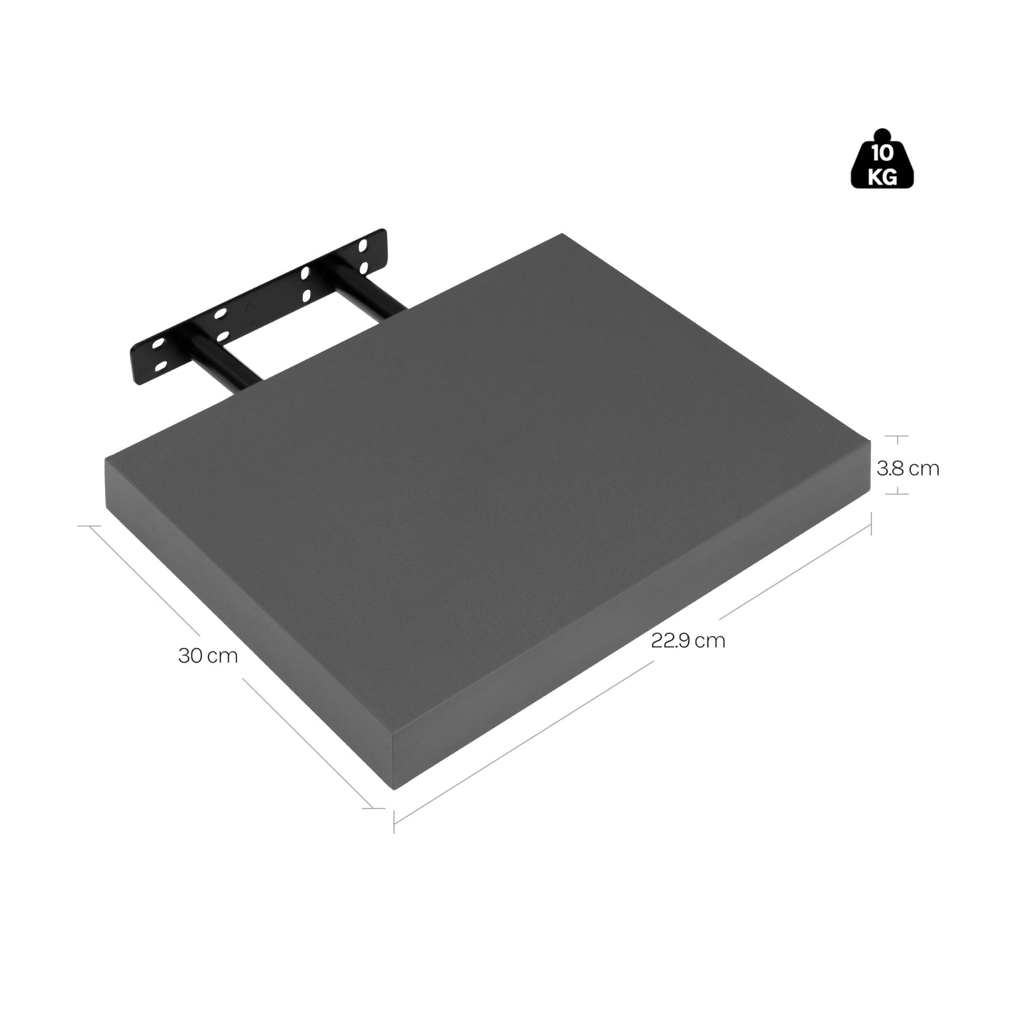 Woltu Wandplank - 30 x 22,9 x 3,8 cm - MDF - 1 Niveau - 10 kg - Grijs