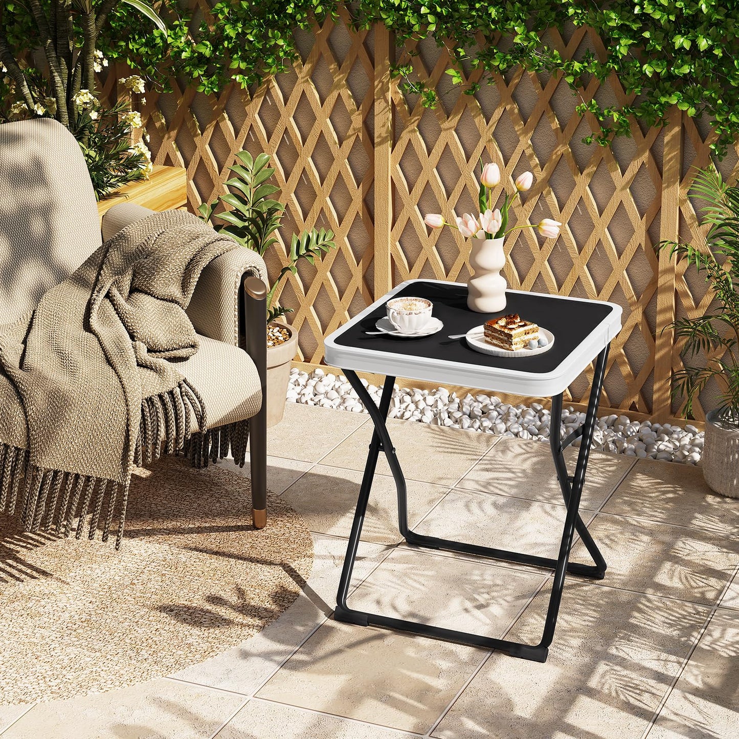 Esituro Campingtafel - Opvouwbaar - Draagbaar - Outdoor - 40,5x40,5x50 cm - Zwart