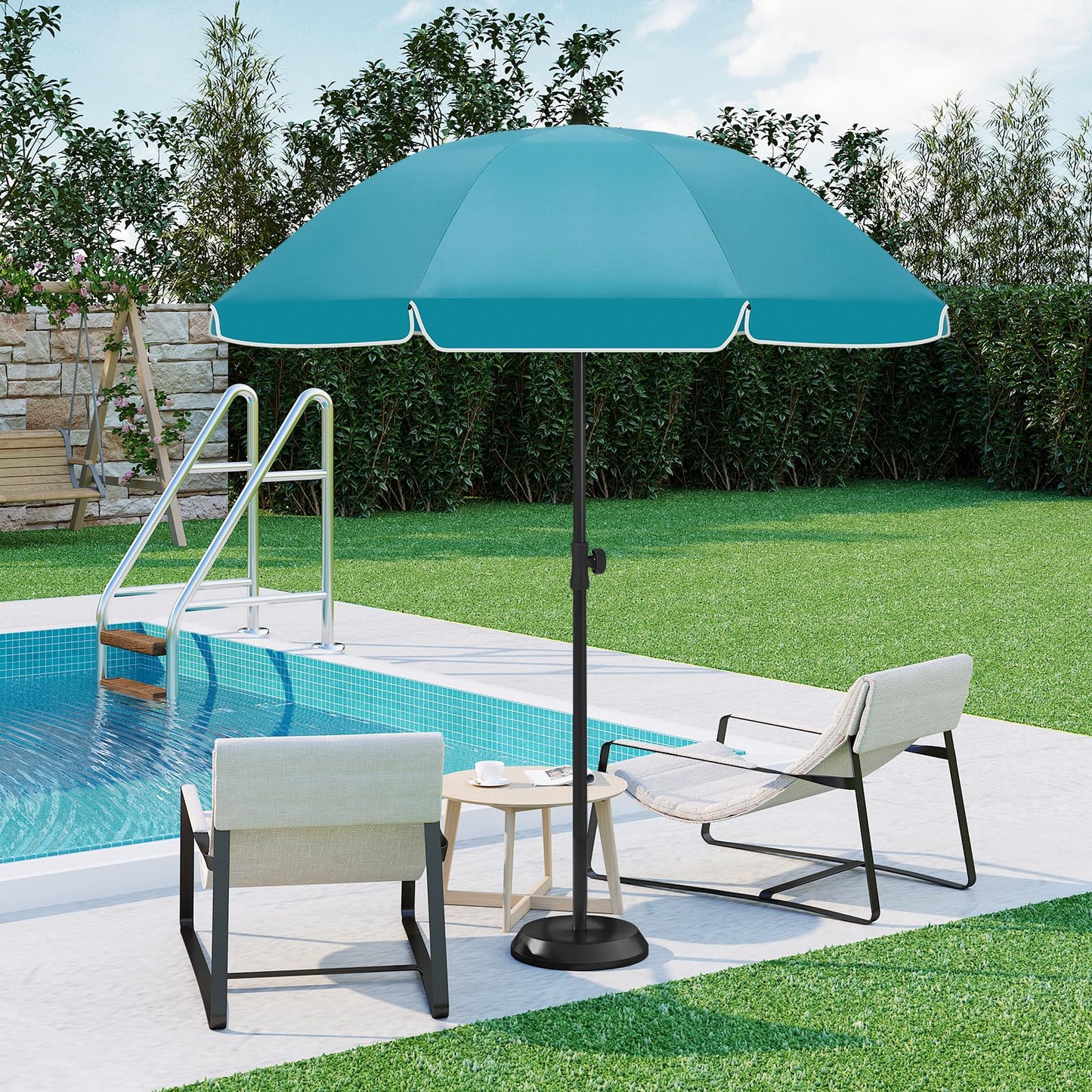WOLTU Balkon parasol - Rond 175 cm - Blauw - Kantelbaar 45 graden - In hoogte verstelbaar - UV bestendig en waterdicht