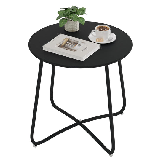 eSituro ronde bijzettafel - metalen balkon en tuintafel - zwart - dia 45 cm, hoogte 45 cm