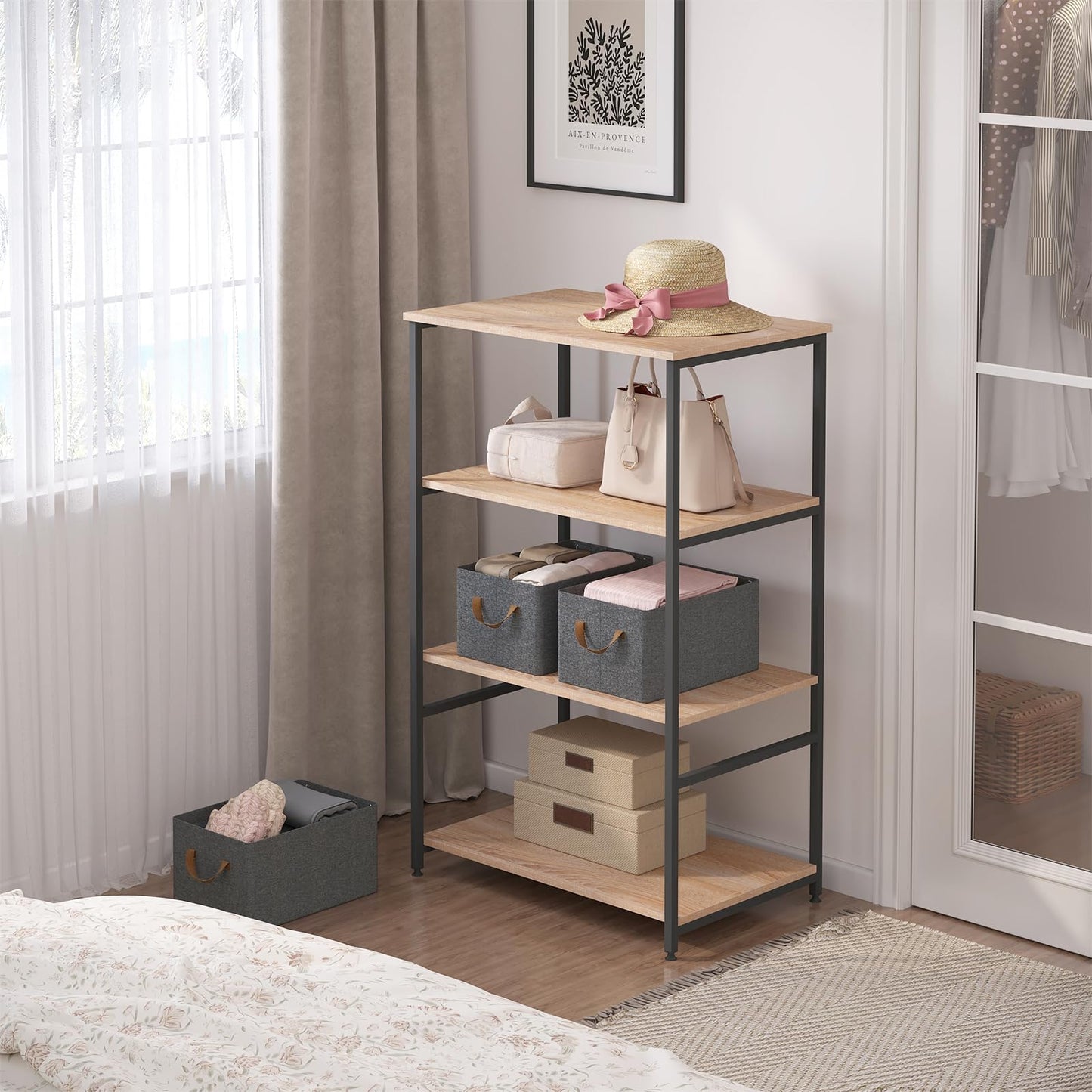 WOLTU opbergboxen set van 3 - polyester stof - opvouwbaar met handgrepen - grijs - 37,5 x 20 x 26 cm
