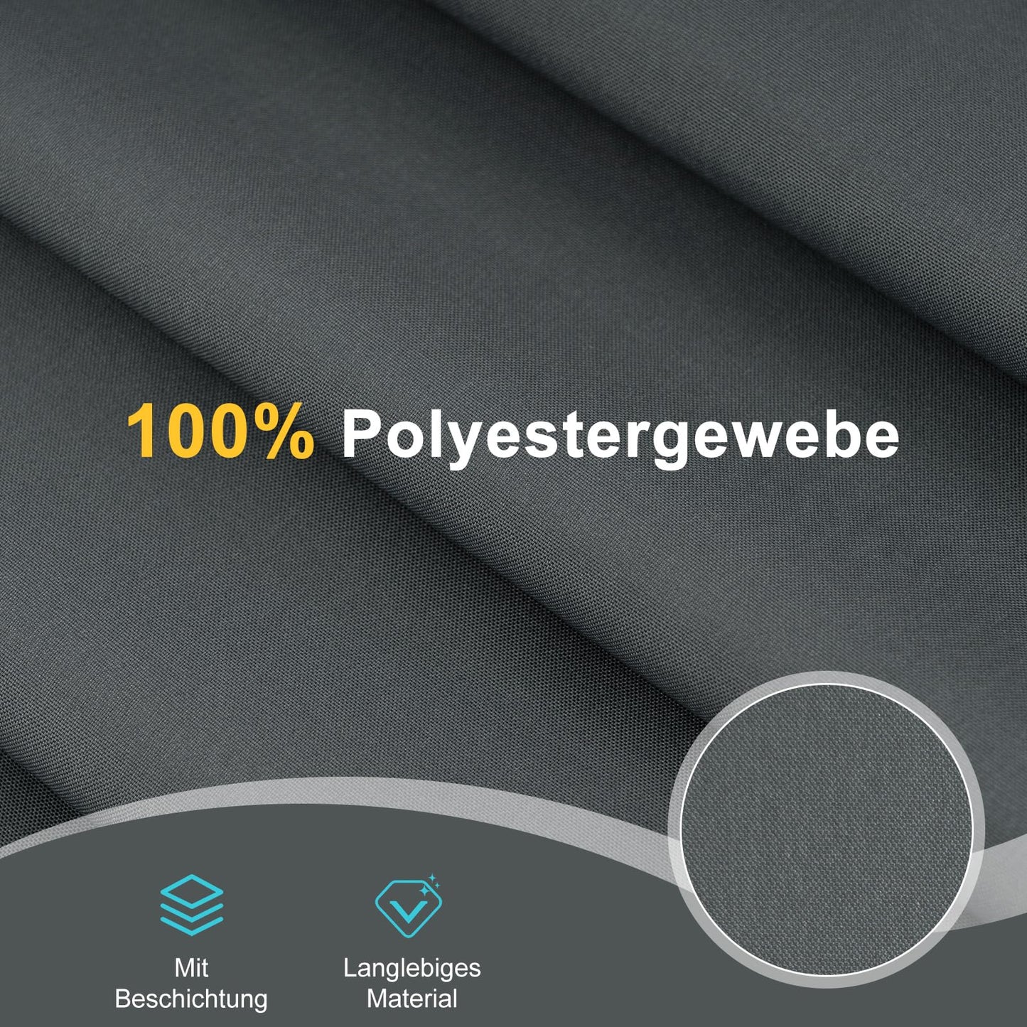 WOLTU kamerscherm 1 paneel - vrijstaand privacy scherm - 180 x 177 cm - polyester 160 g/m2 - donkergrijs