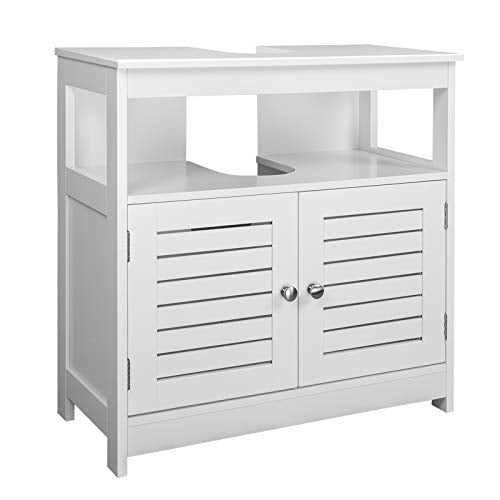 eSituro SBP0023 onder wastafel kast - 2 deuren - MDF wit - 60 x 60 x 30 cm - landelijke stijl