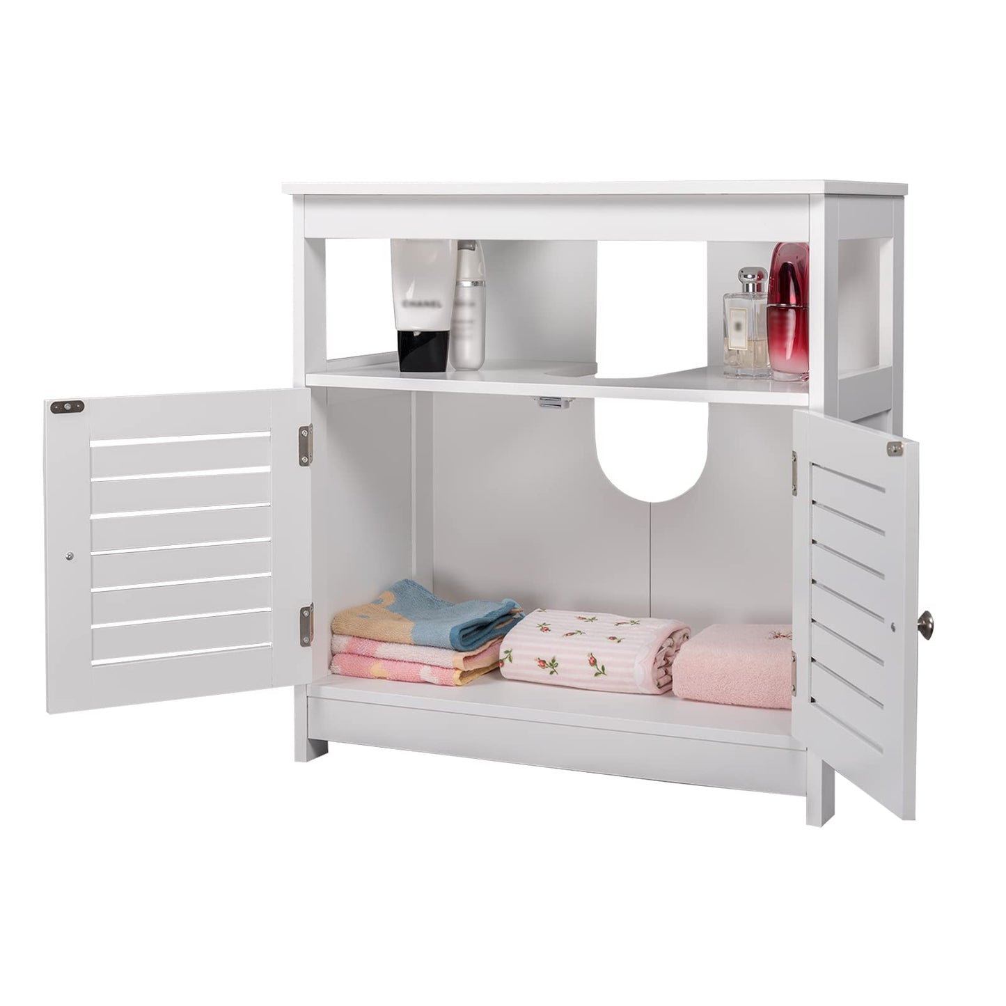 eSituro SBP0023 onder wastafel kast - 2 deuren - MDF wit - 60 x 60 x 30 cm - landelijke stijl