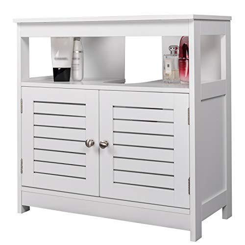 eSituro SBP0023 onder wastafel kast - 2 deuren - MDF wit - 60 x 60 x 30 cm - landelijke stijl