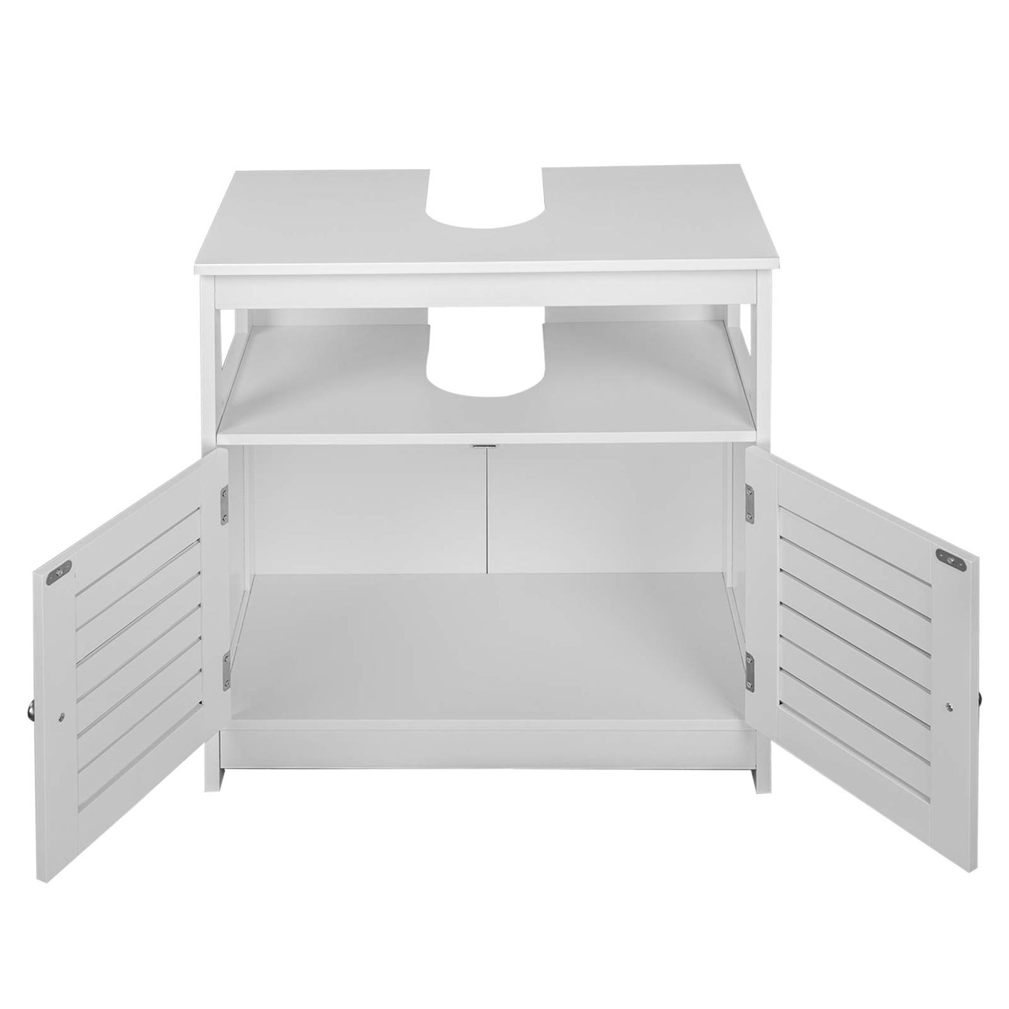 eSituro SBP0023 onder wastafel kast - 2 deuren - MDF wit - 60 x 60 x 30 cm - landelijke stijl