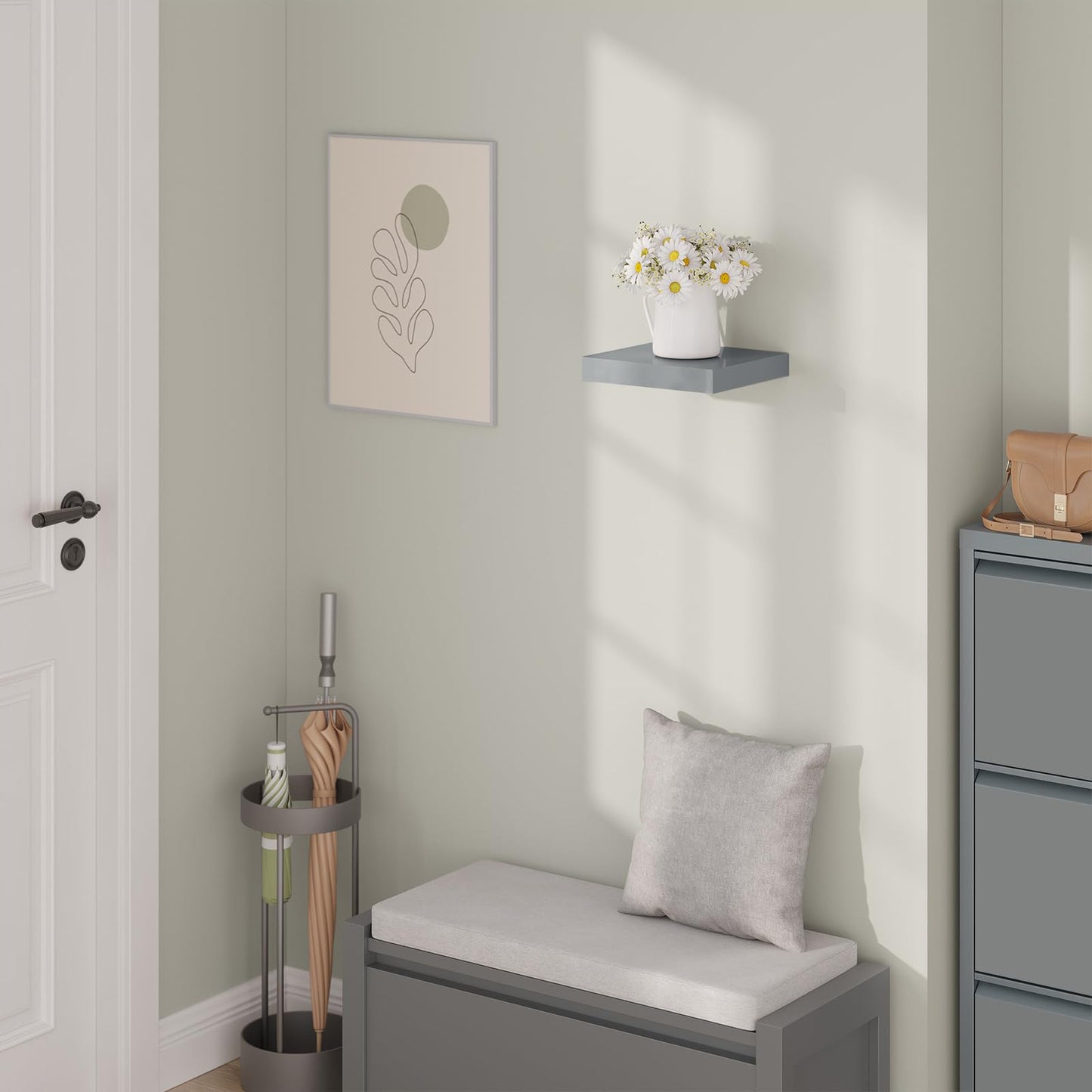 WOLTU zwevende wandplank - wandplank - hoogglans grijs - MDF - 25 x 22,9 x 3,8 cm
