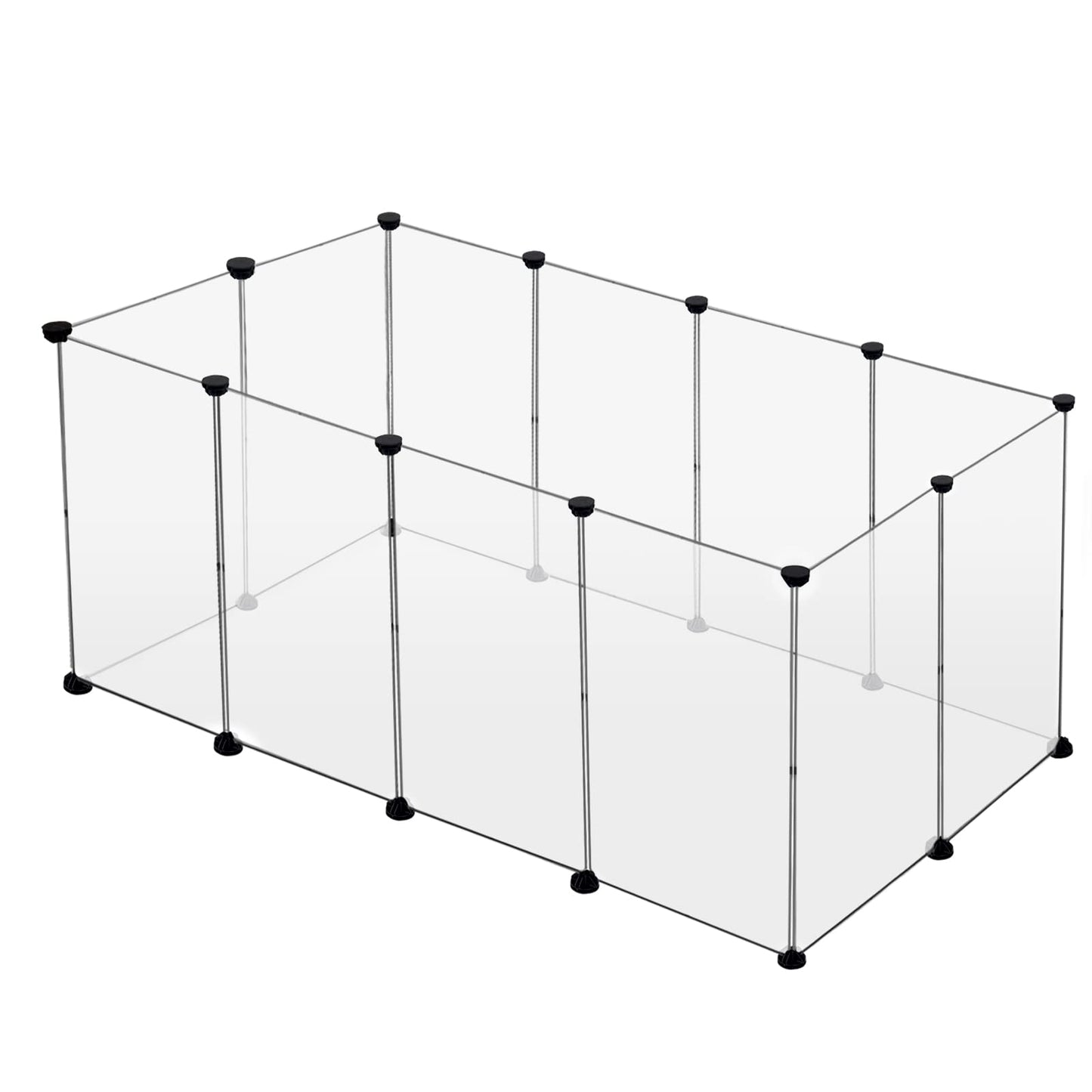 EUGAD Transparante huisdieren ren 200 x 100 x 70 cm - uitbreidbaar modulaire kunststof omheining voor konijn en cavia