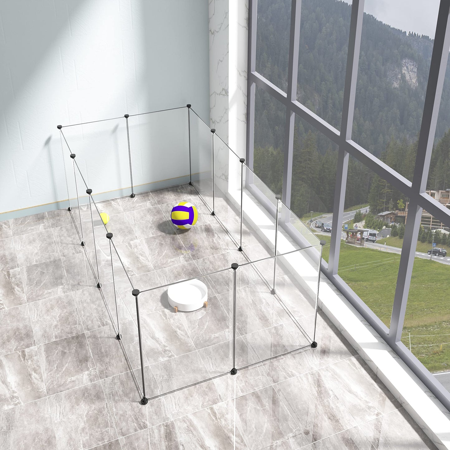 EUGAD Transparante huisdieren ren 200 x 100 x 70 cm - uitbreidbaar modulaire kunststof omheining voor konijn en cavia