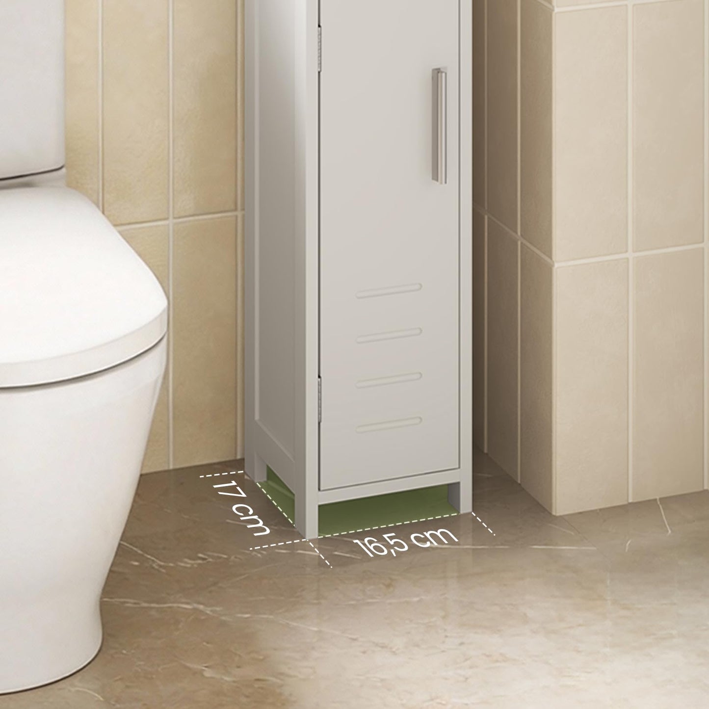 EUGAD 0229WY toilet kast badkamer kast - smal wit - verstelbare plank en toilet papier houder