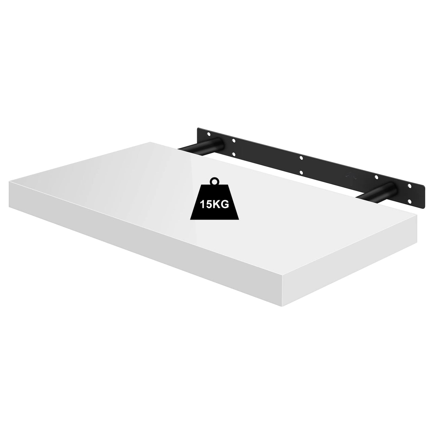 WOLTU RG9477ws zwevende wandplank - hoogglans wit - 50 x 22,9 x 3,8 cm - houten wandplank