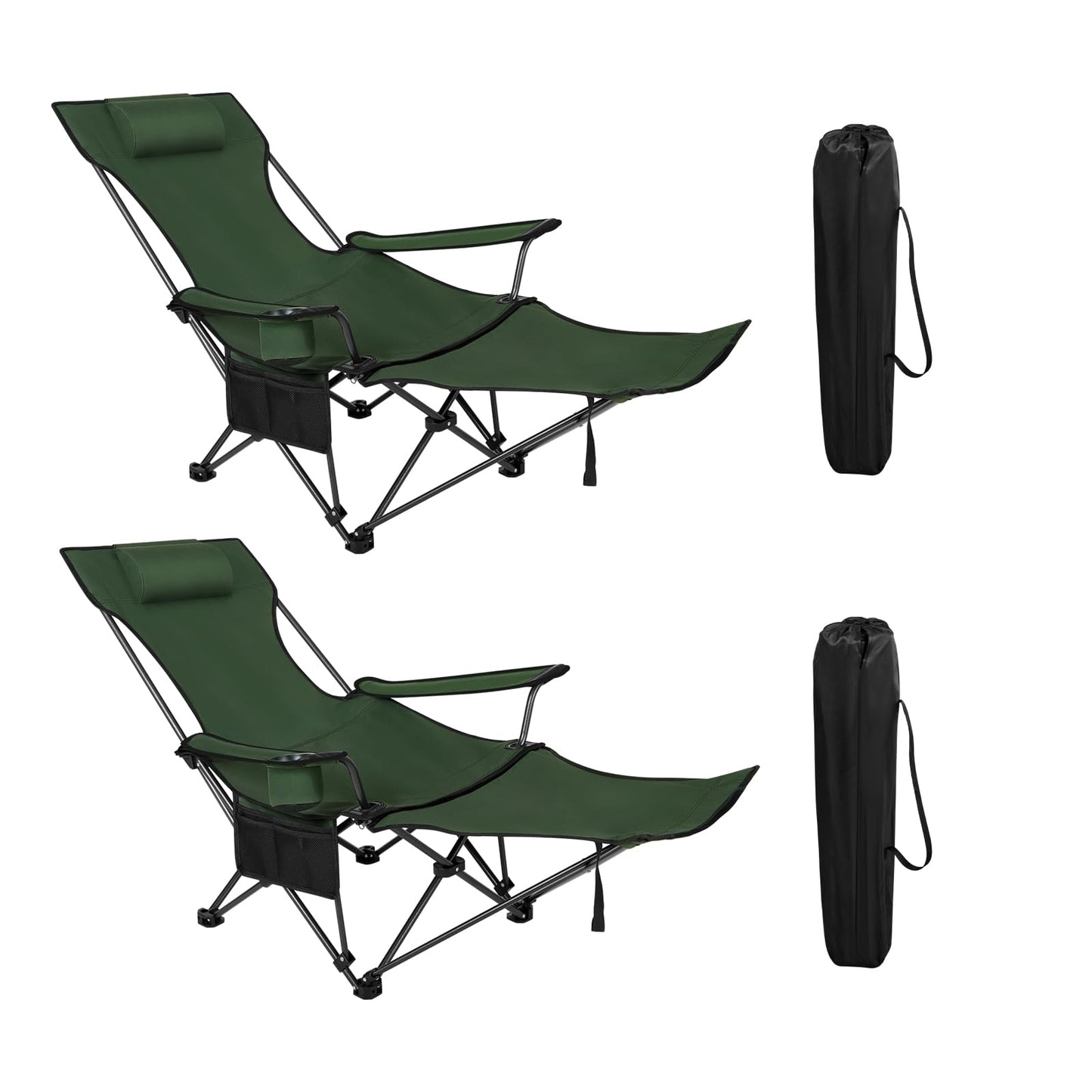 Woltu Campingstoel - Set Van 2 - Inklapbaar - Voetensteun - 600D Oxford - Blauw