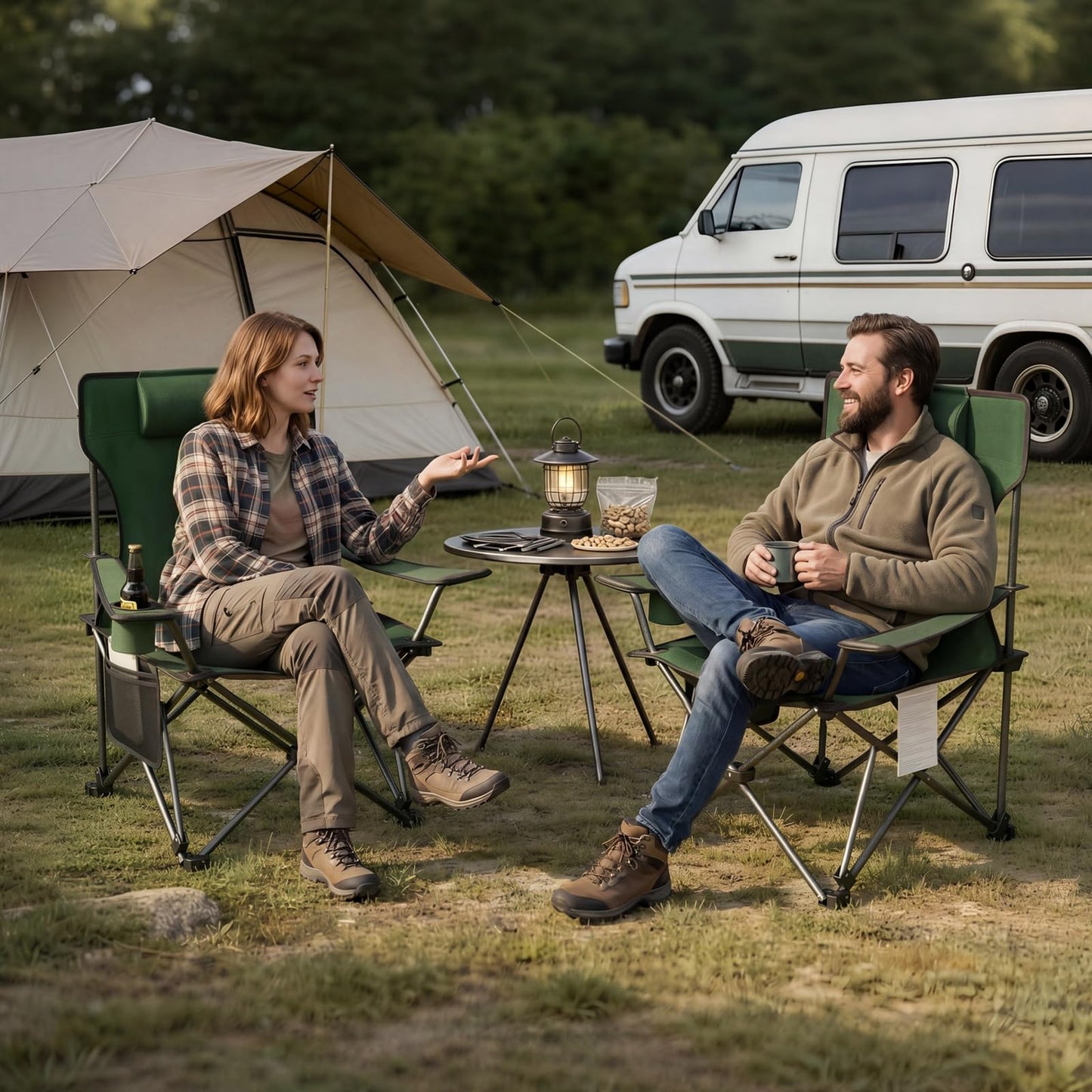 Woltu Campingstoel - Set Van 2 - Inklapbaar - Voetensteun - 600D Oxford - Blauw