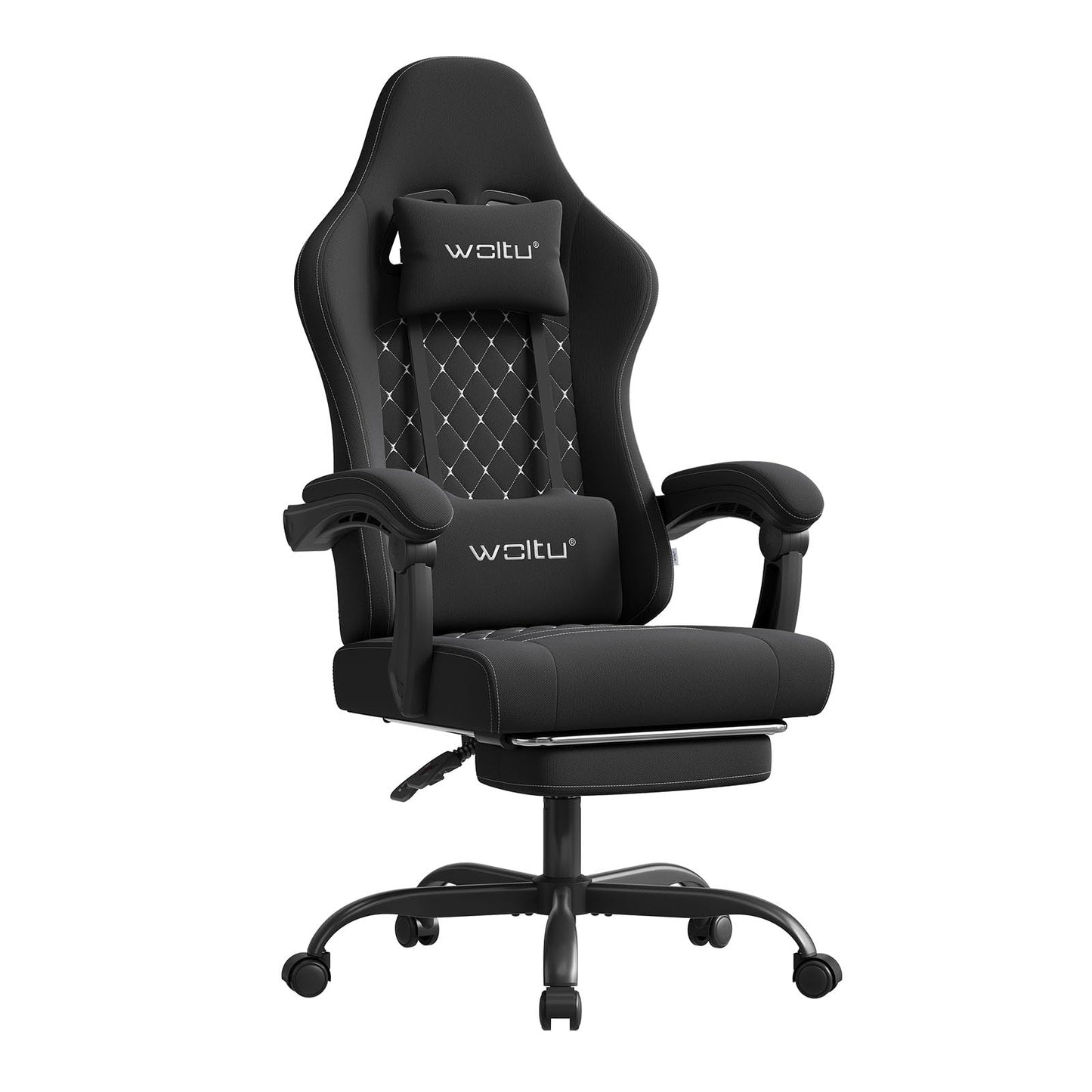Woltu Gamingstoel - Ergonomisch - Massagefunctie - Voetensteun - 150 kg - Zwart/Wit